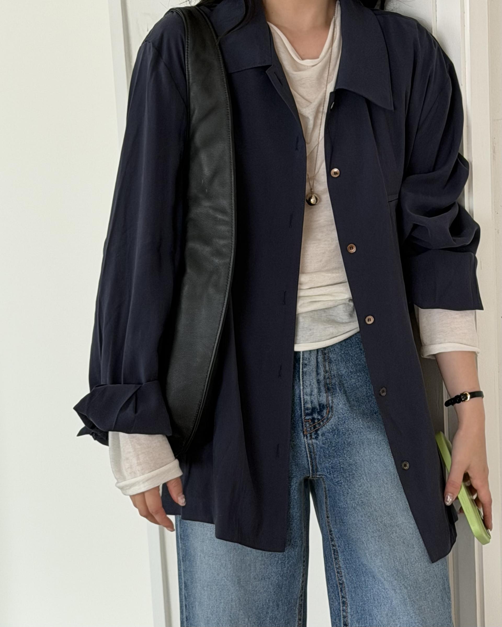 prim button blouse (brown)