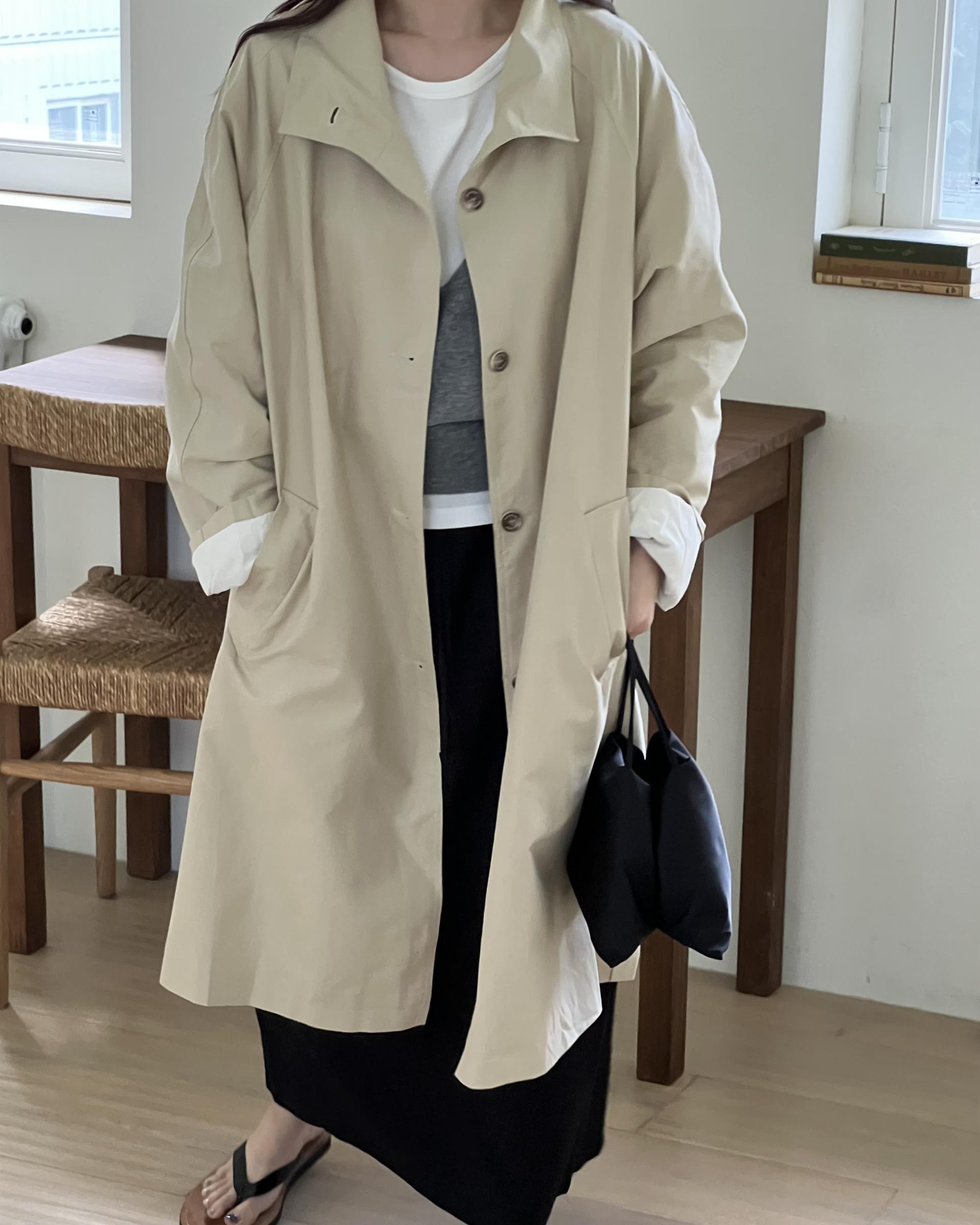 post single trench coat (beige)