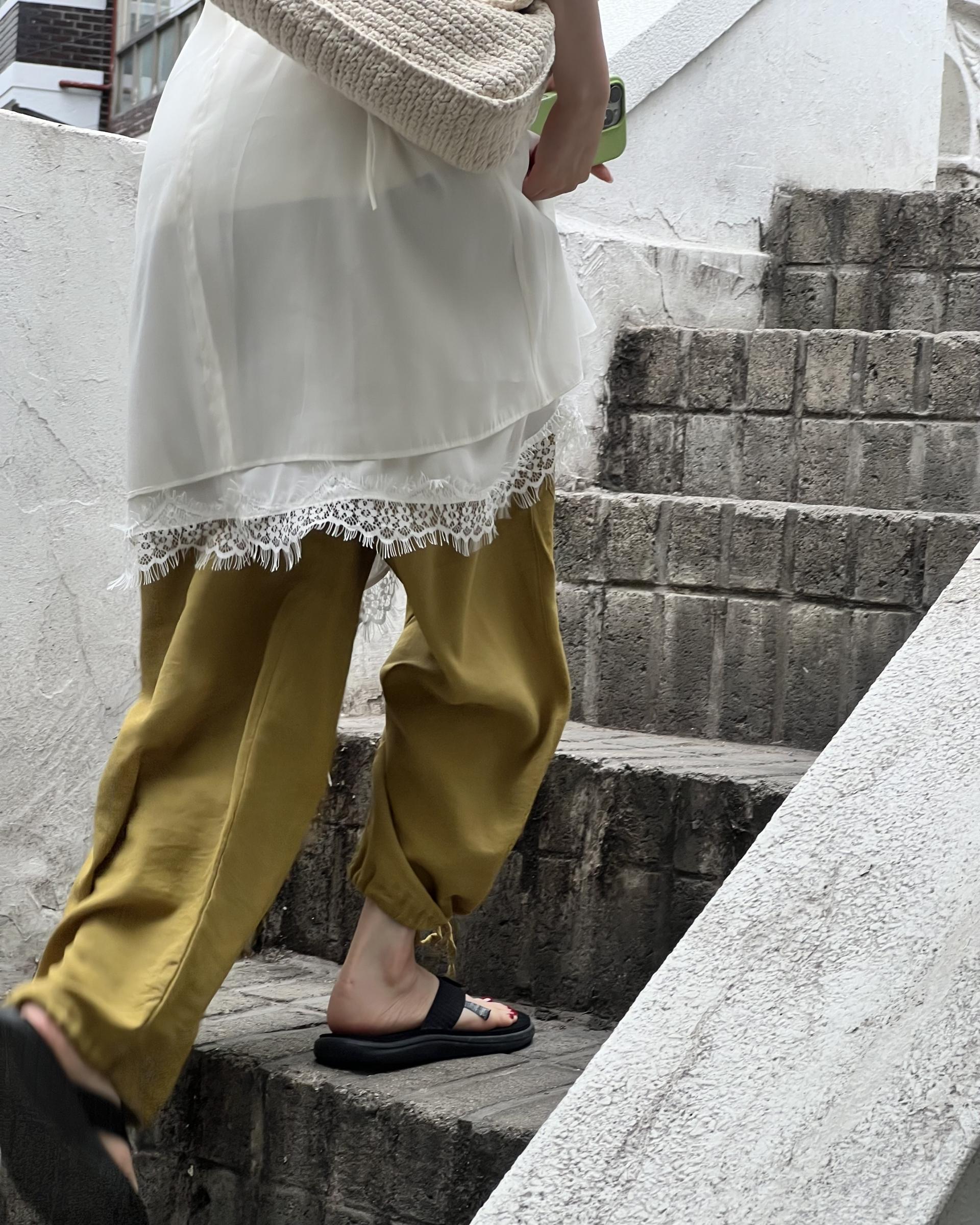 boat linen pants (purple/green)