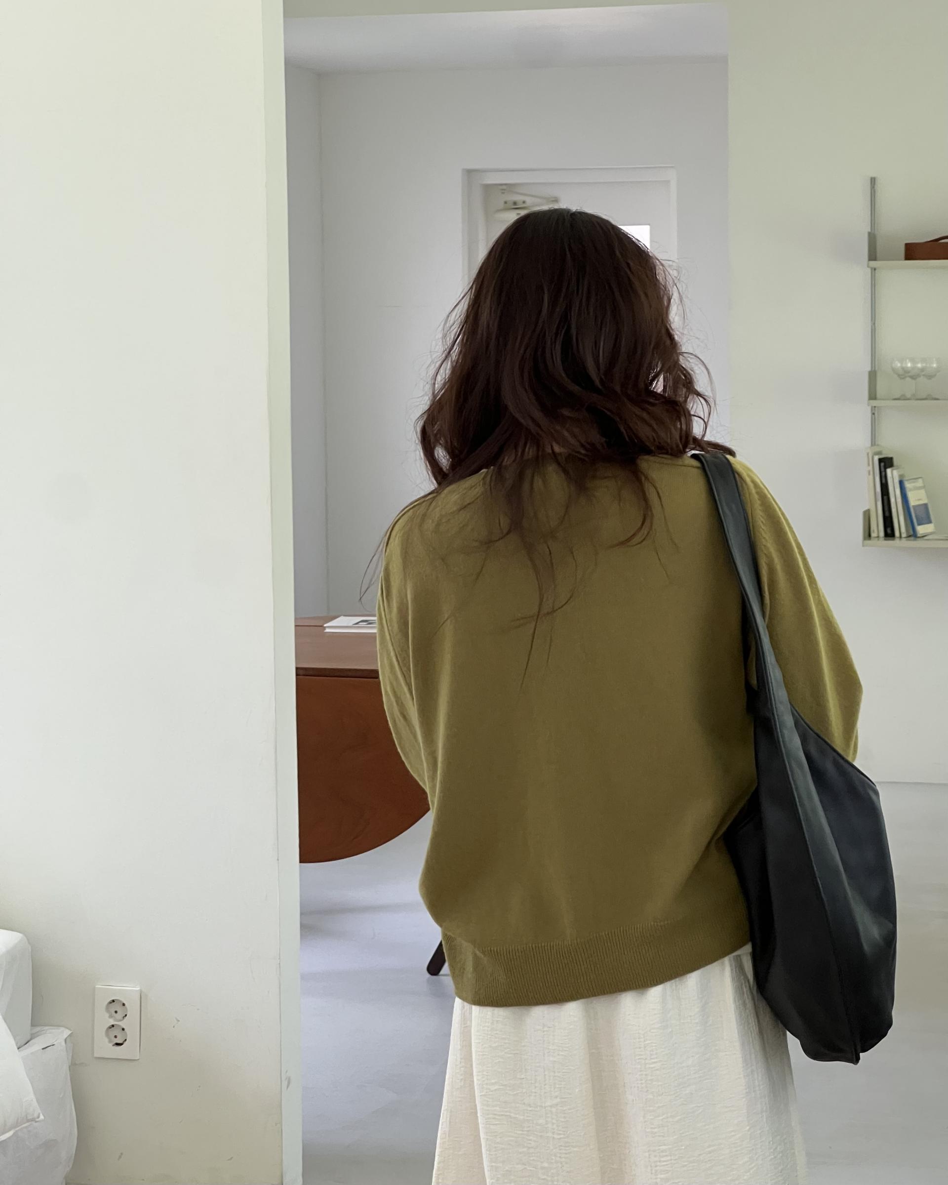 bowl round cardigan (grey/khaki/red)
