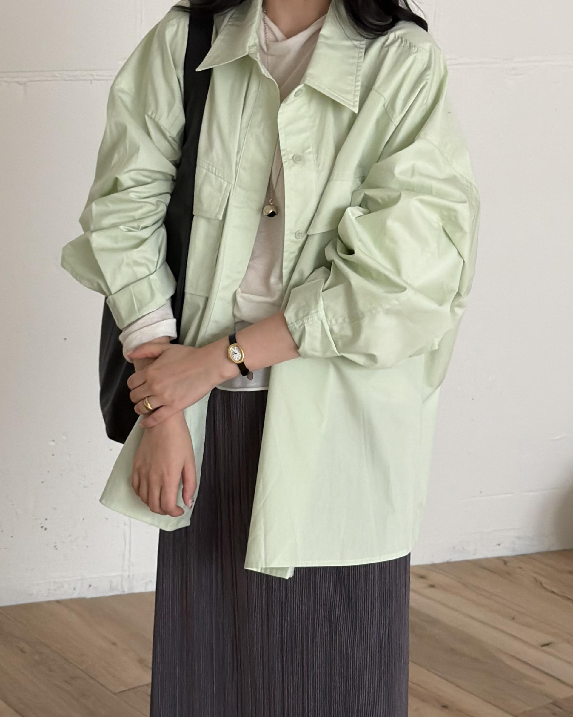 over pocket shirt (mint/charcoal)