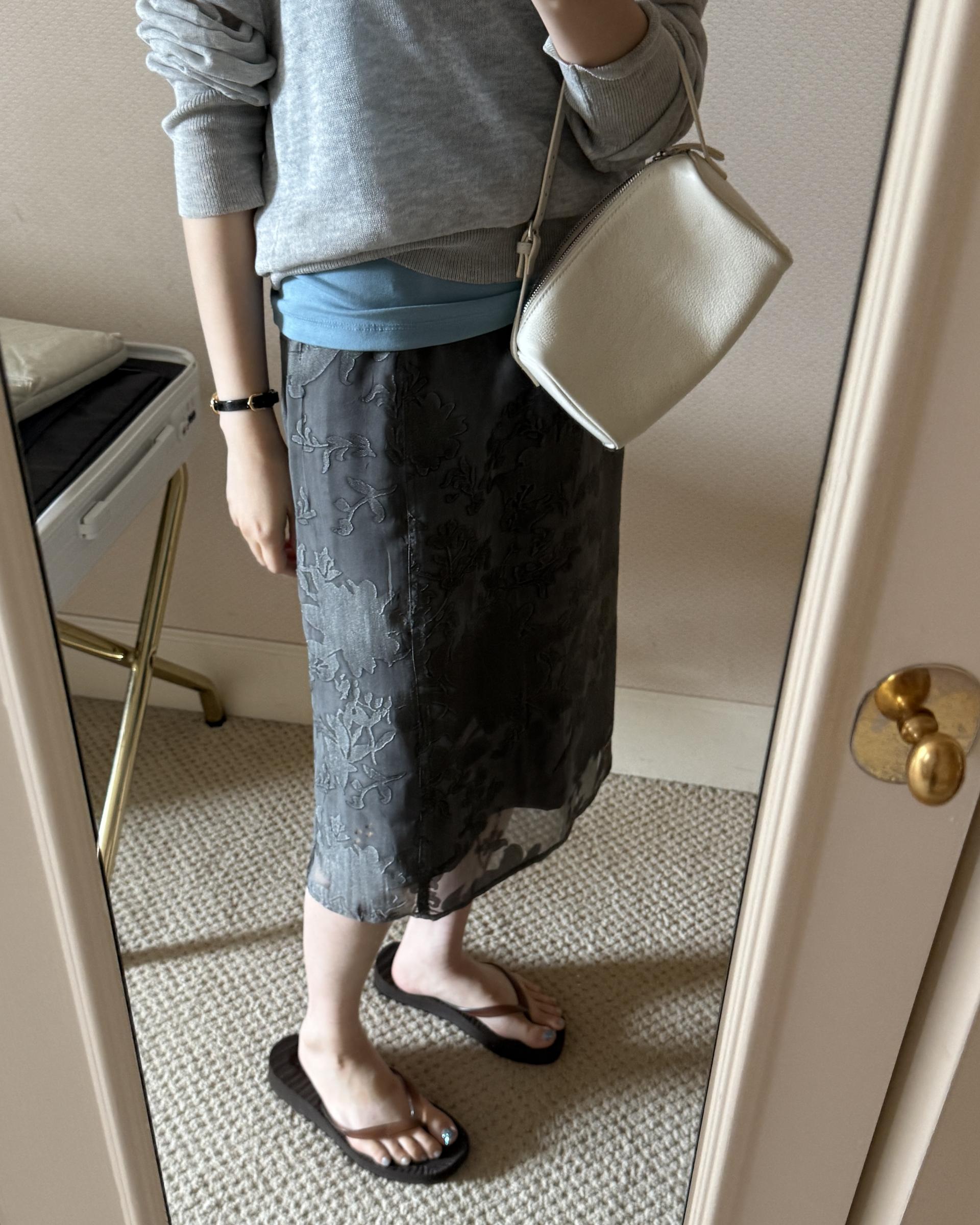 gloria midi skirt (charcoal/cream)