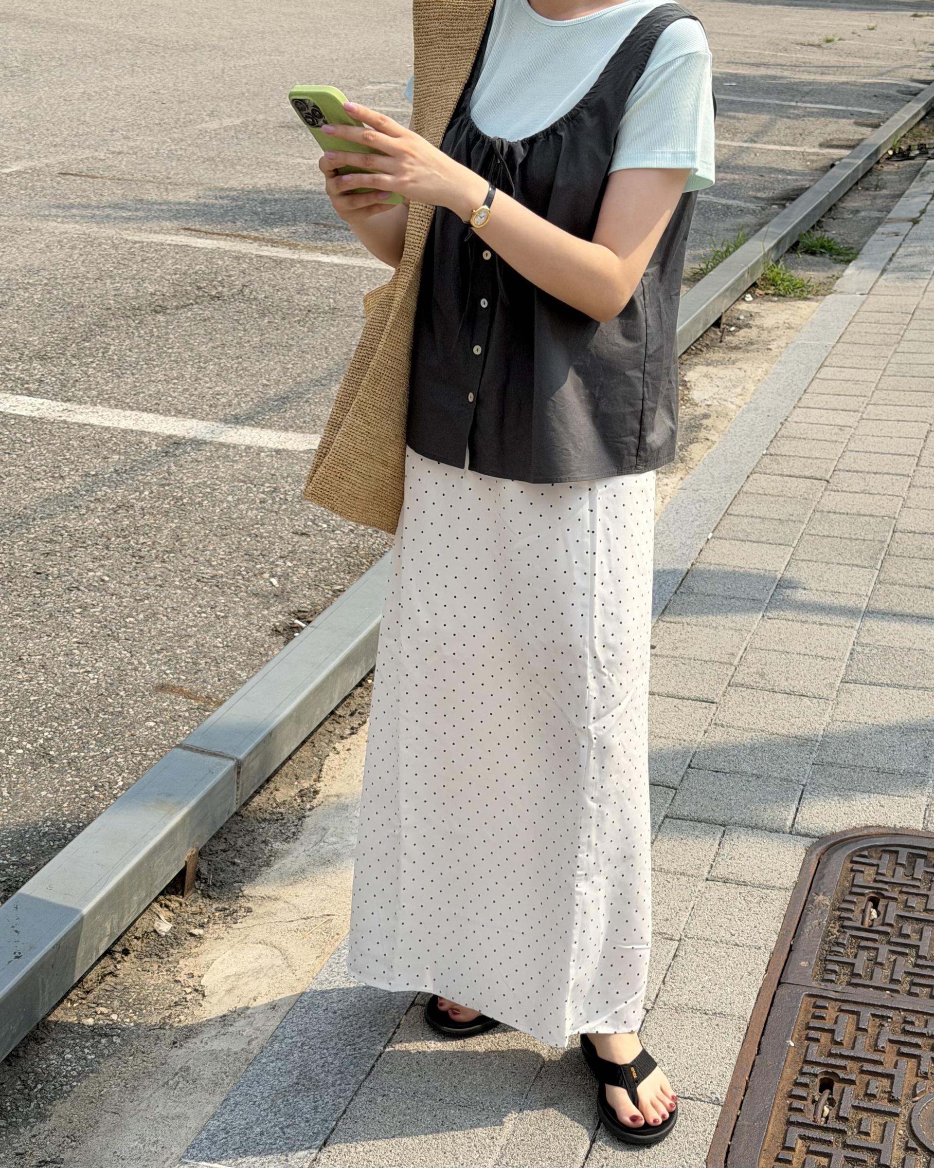 dot maxi skirt