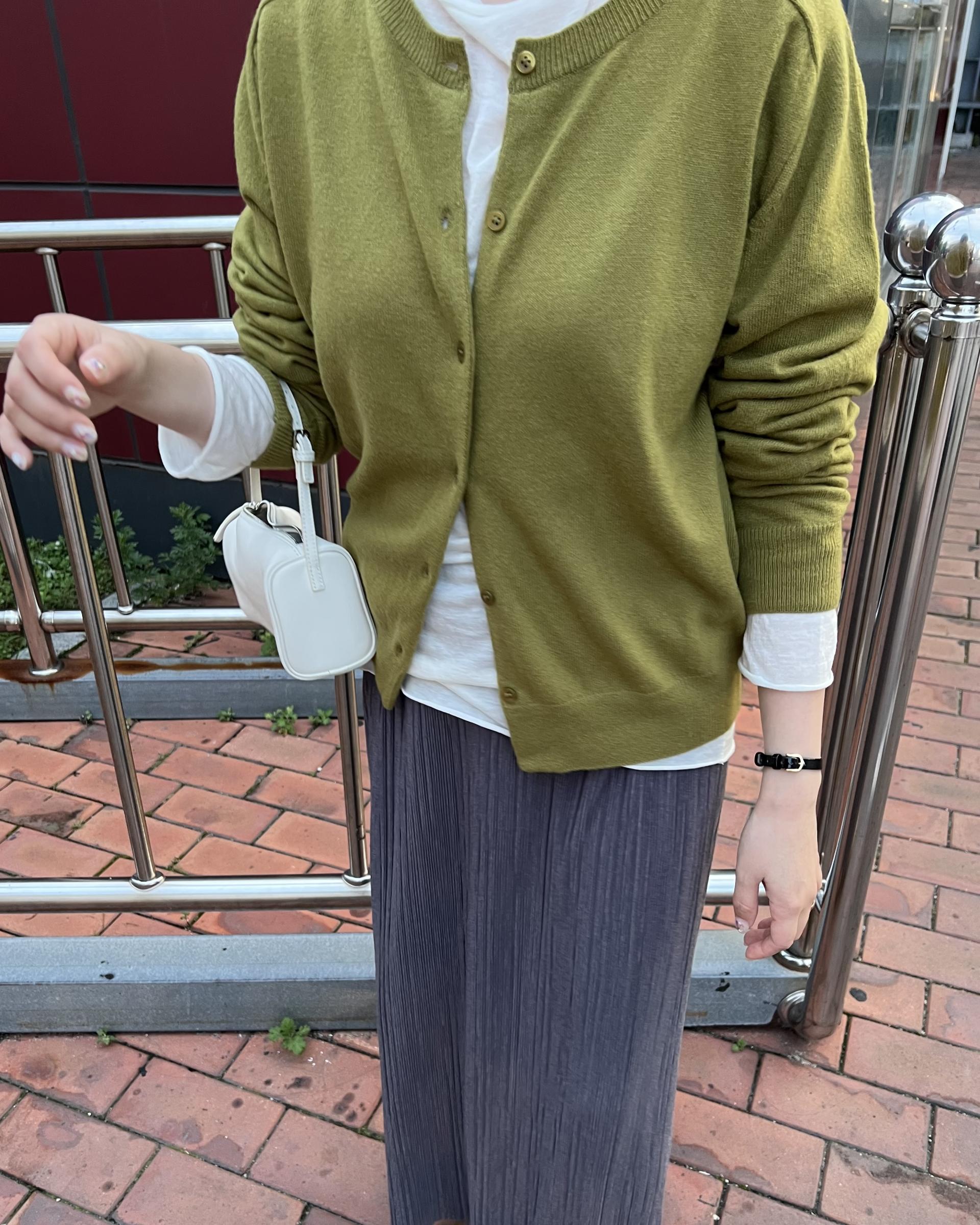 bowl round cardigan (grey/khaki/red)