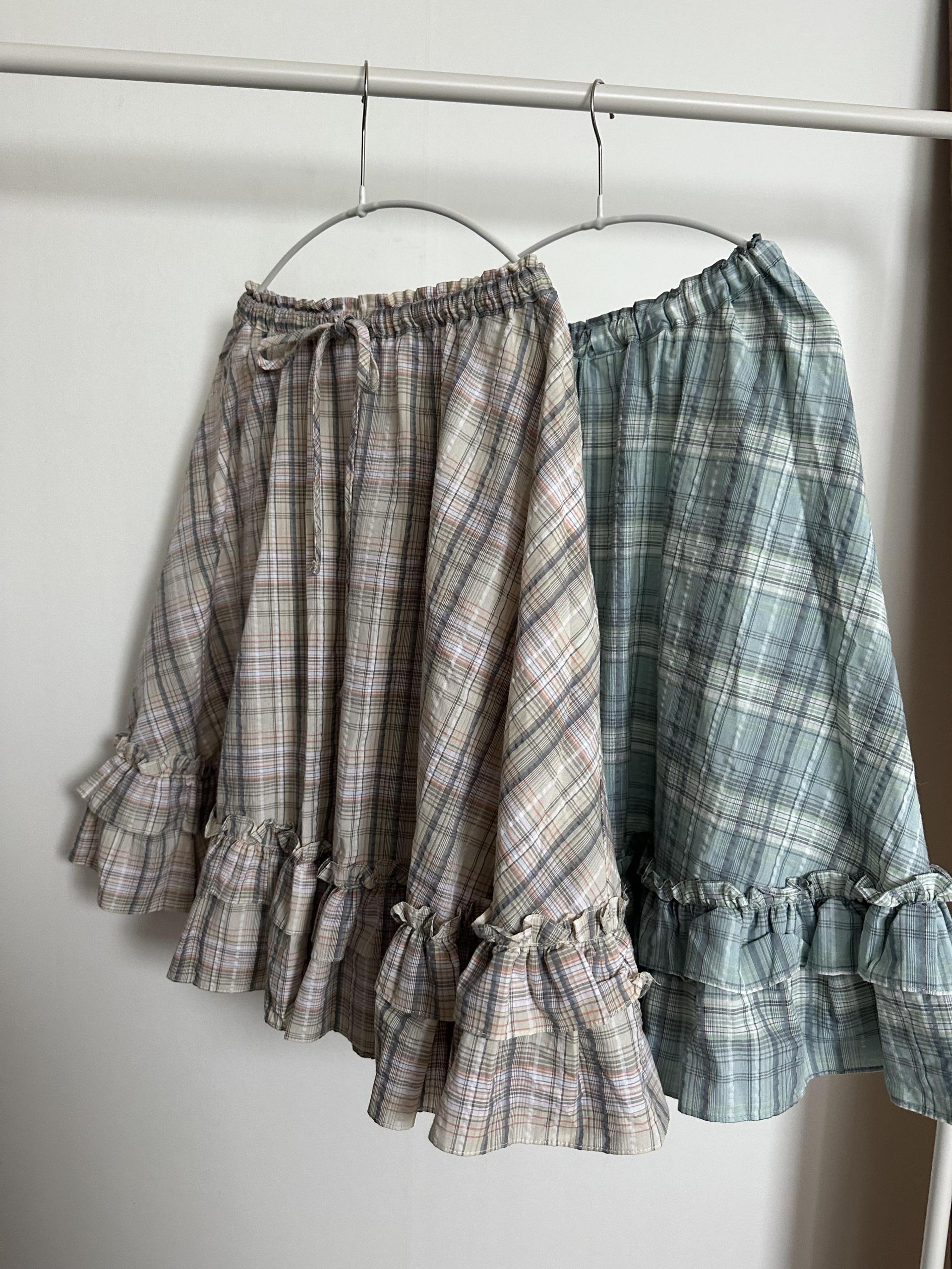matilda check skirt (right mint/right yellow)