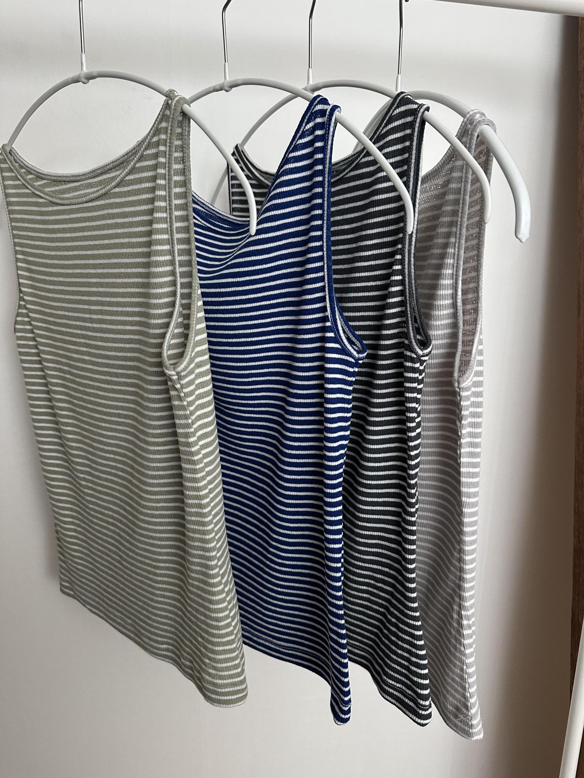 salt stripe sleeveless (blue/charcoal/pale grey/pale khaki)