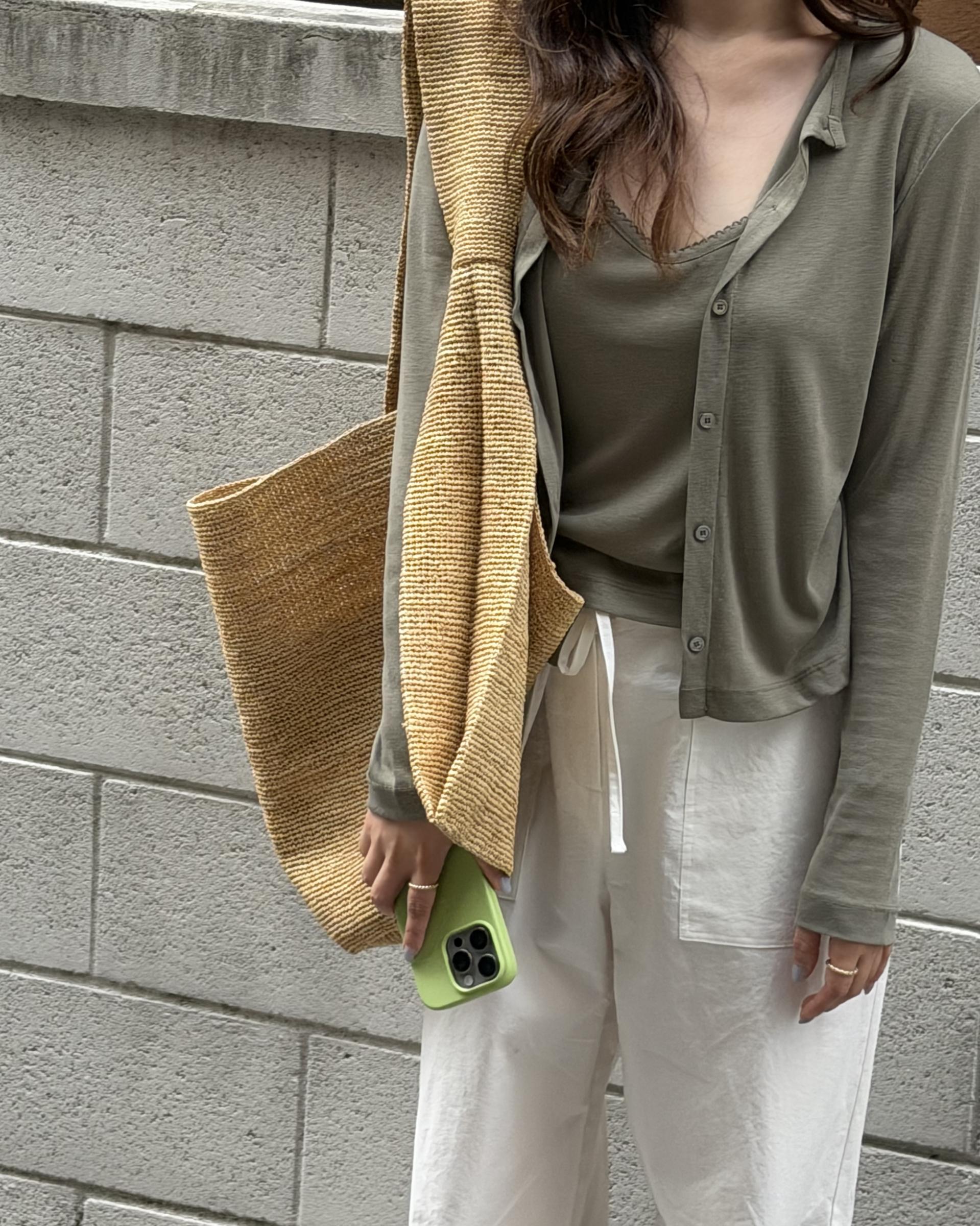 thin cardigan set (navy/khaki)