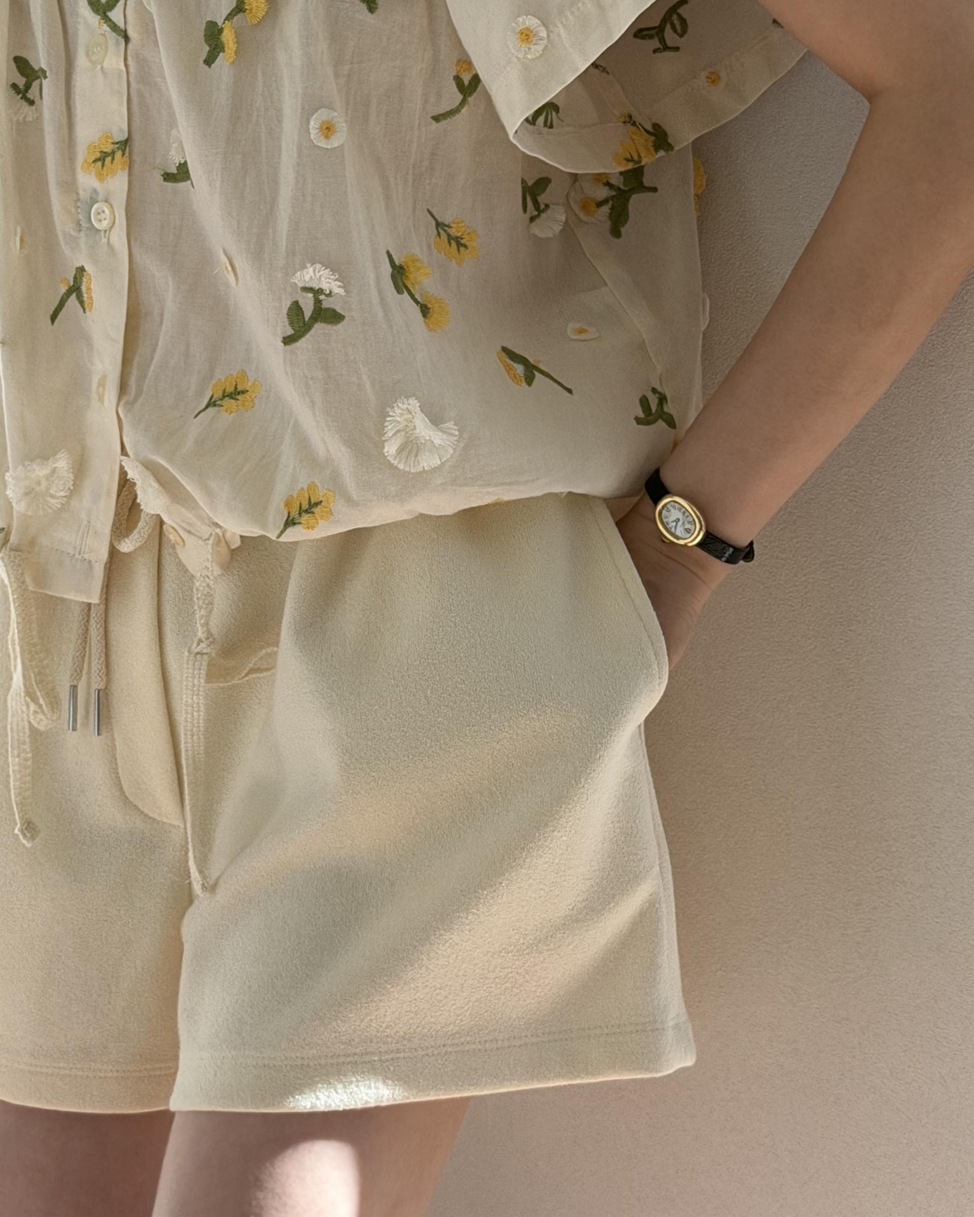 cream terry shorts