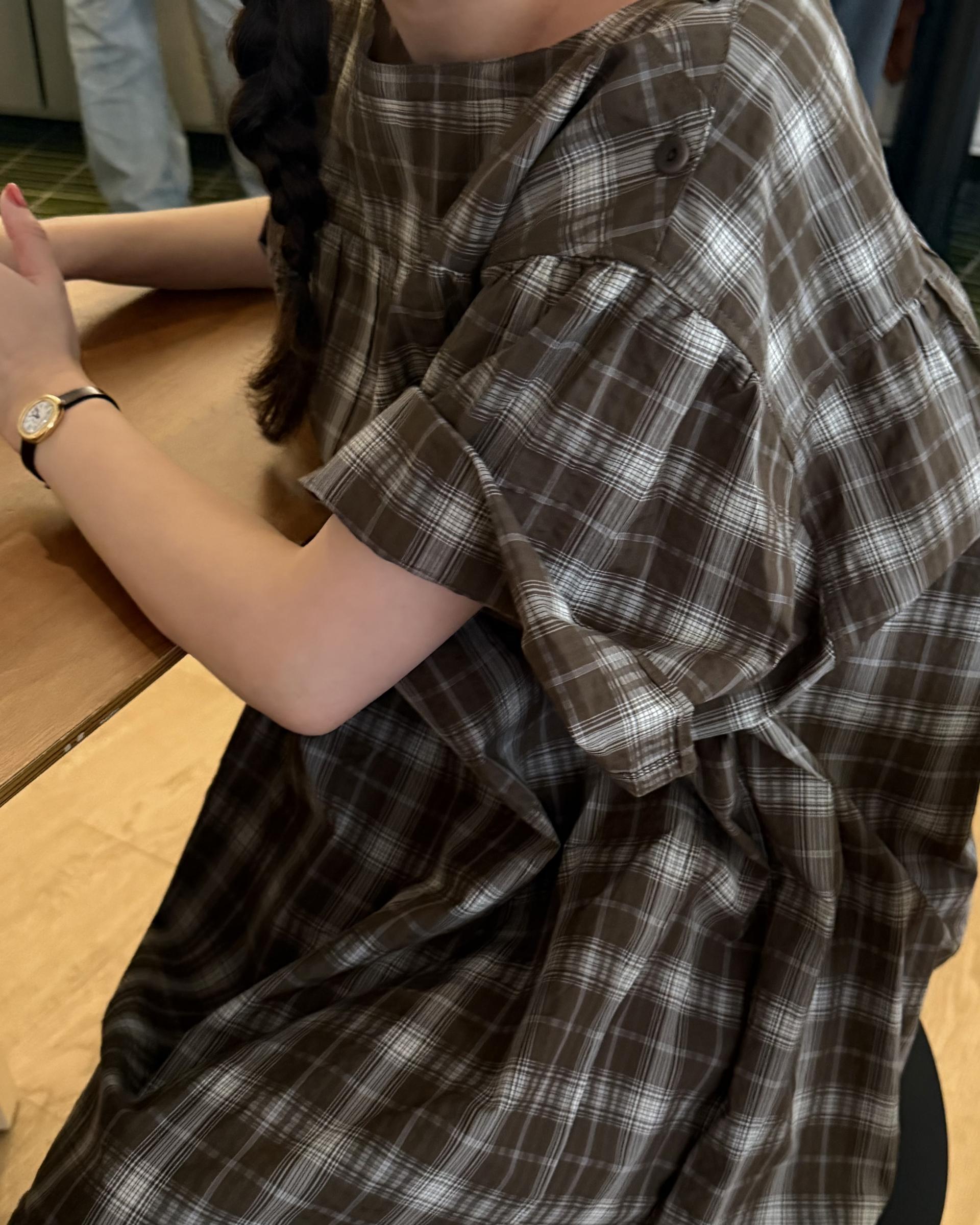 brioche check dress (mocha)