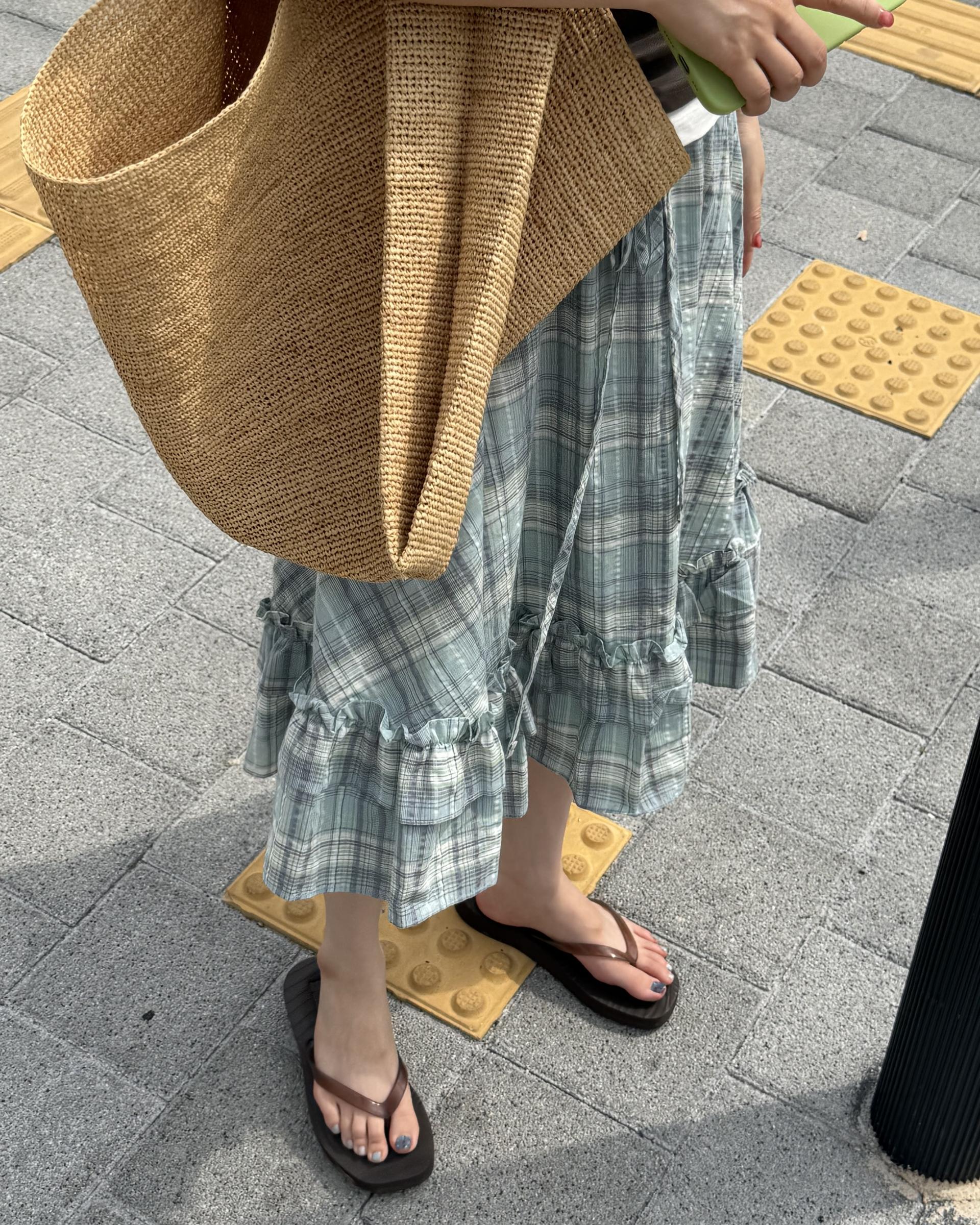 matilda check skirt (right mint/right yellow)