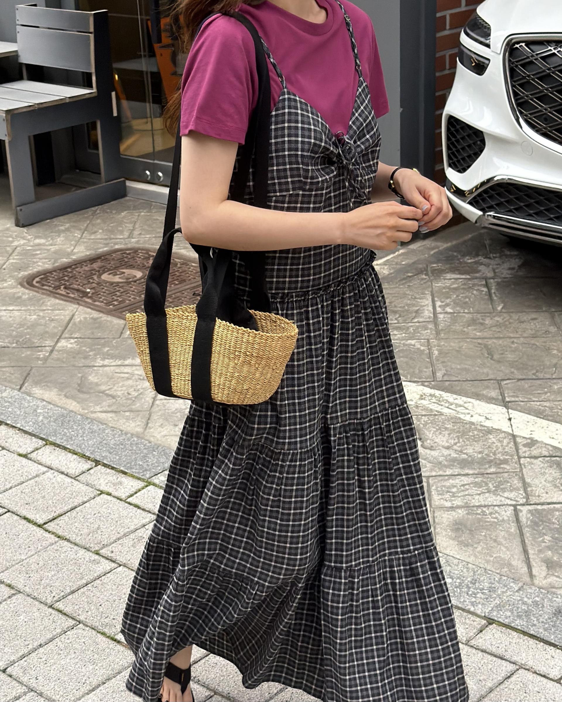 kate check dress (black/blue)