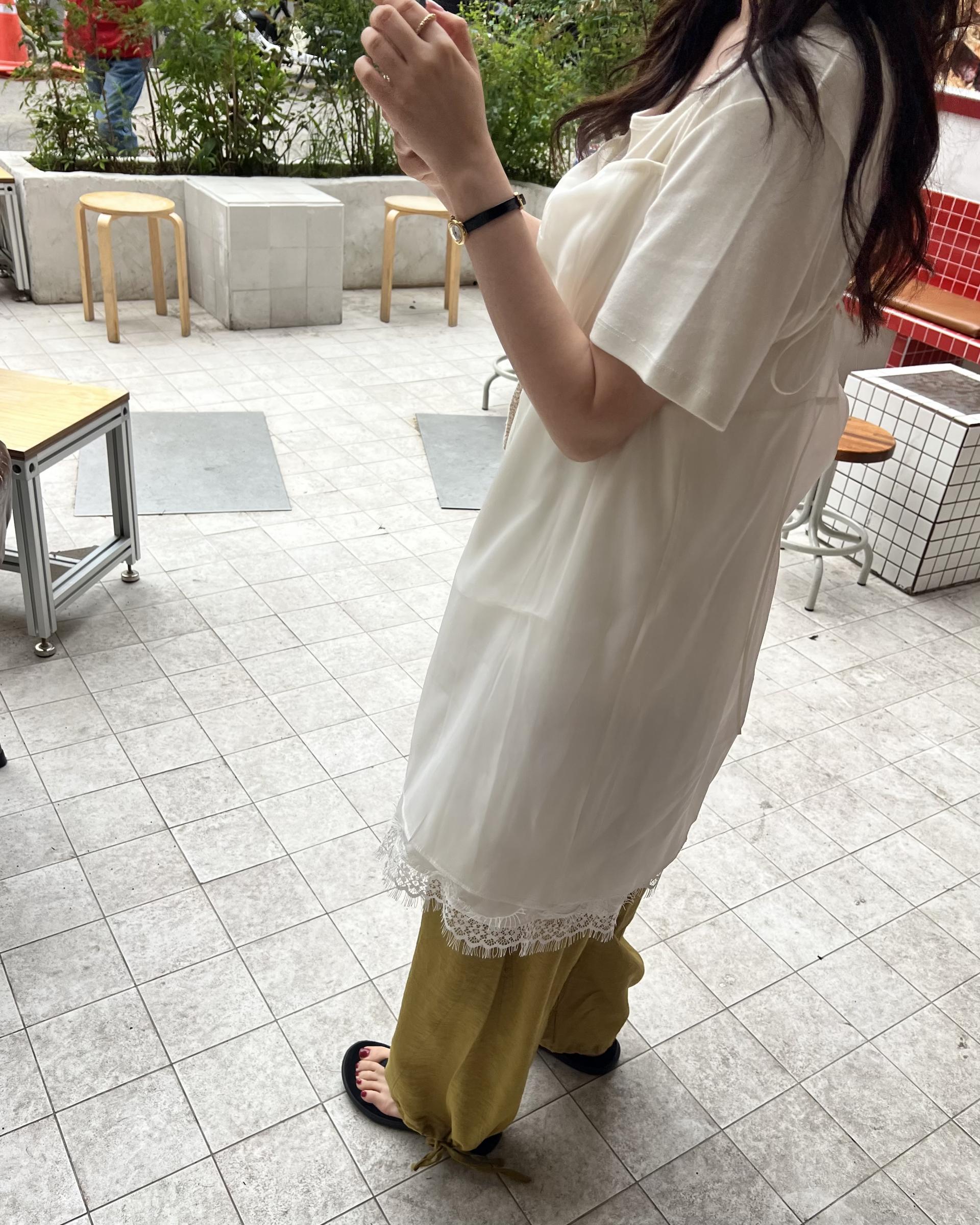 sheer layered dress (cream/dusty pink)