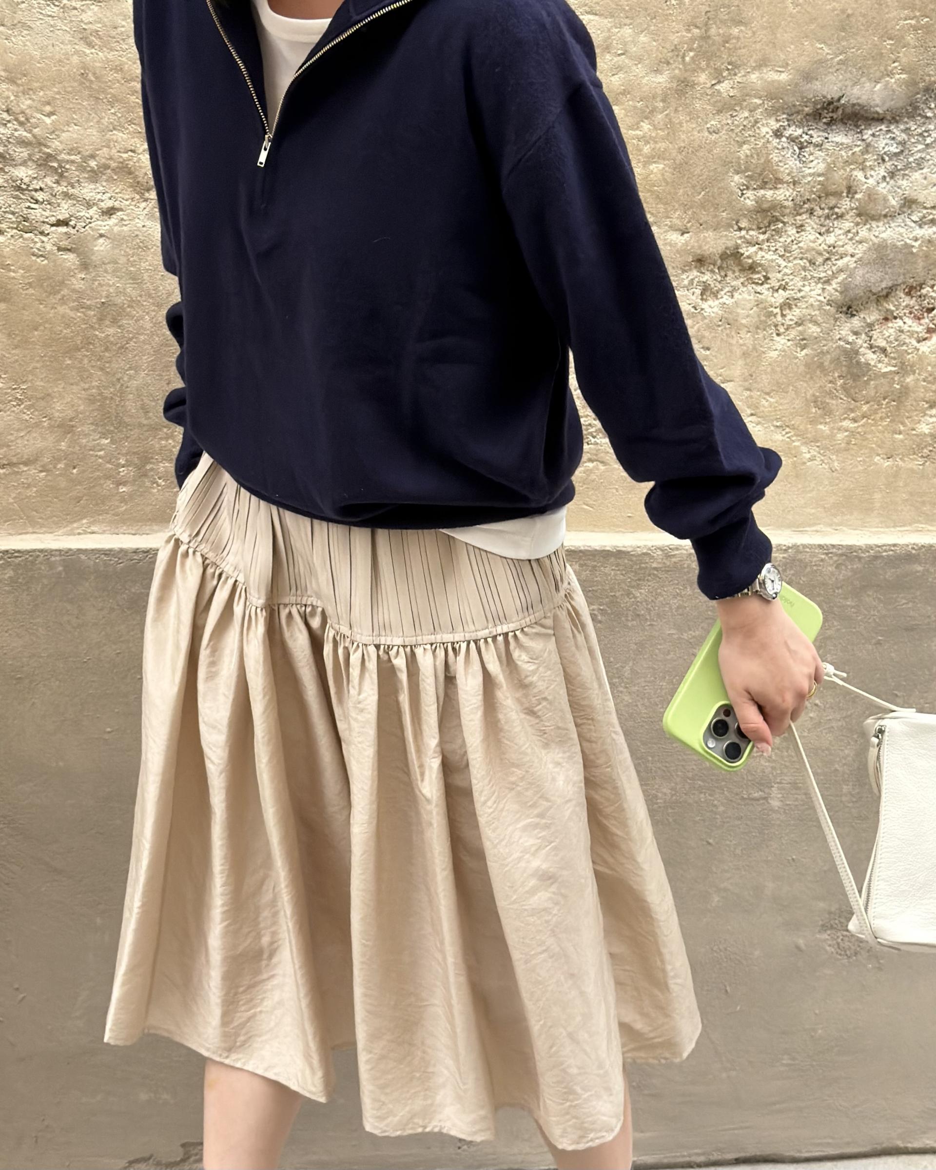 coco knit zip-up (navy/beige/grey)