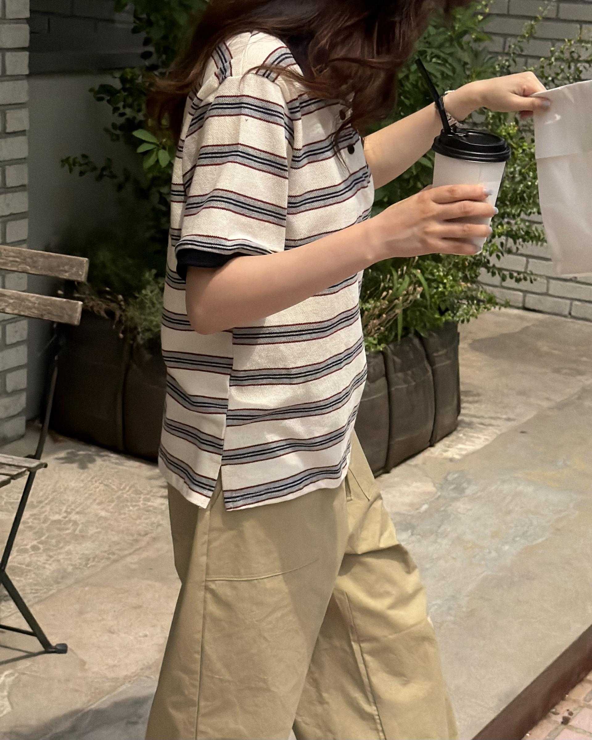 liberty stripe top (cream/orange)
