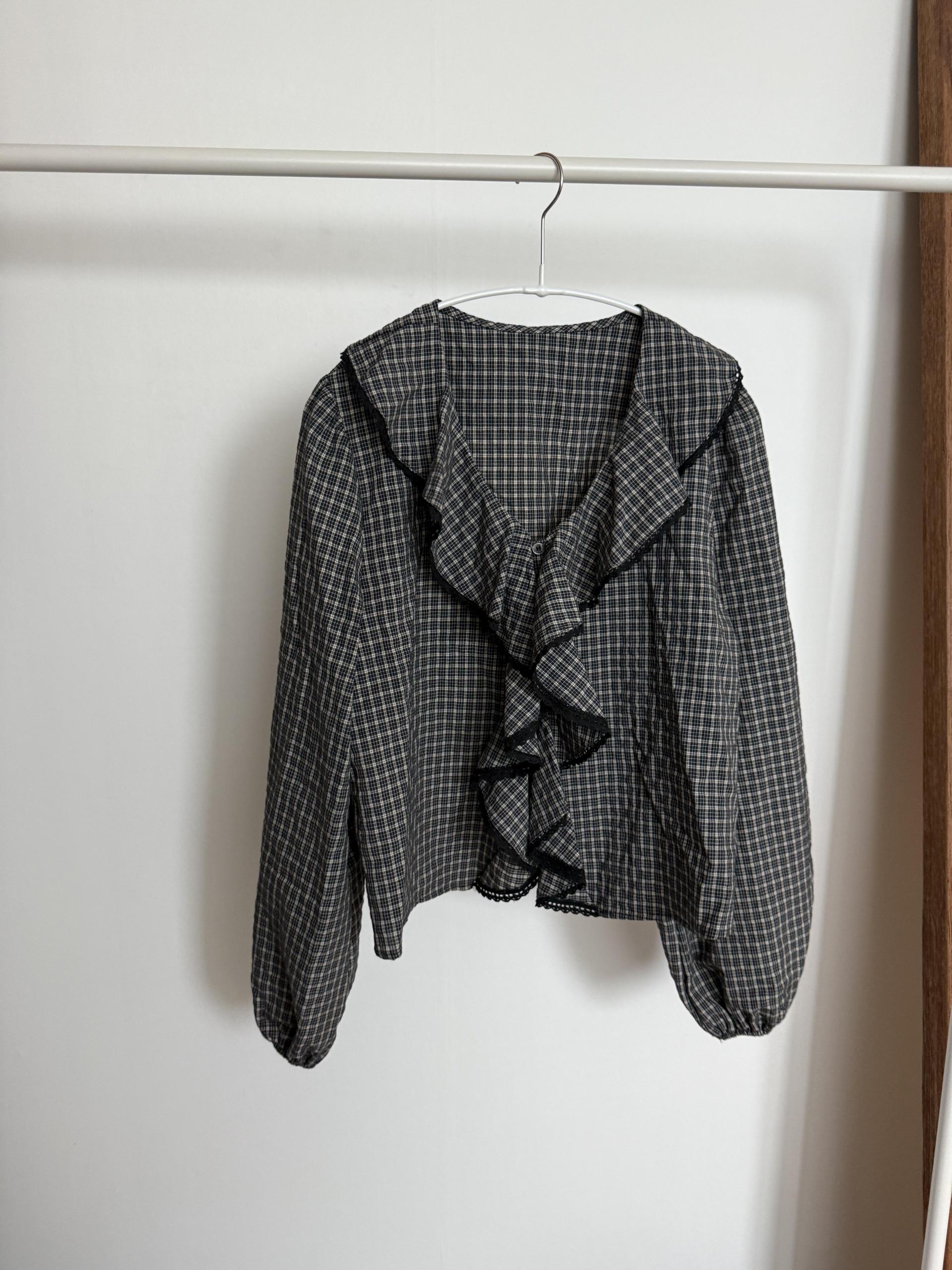 sally frill blouse (check) 완