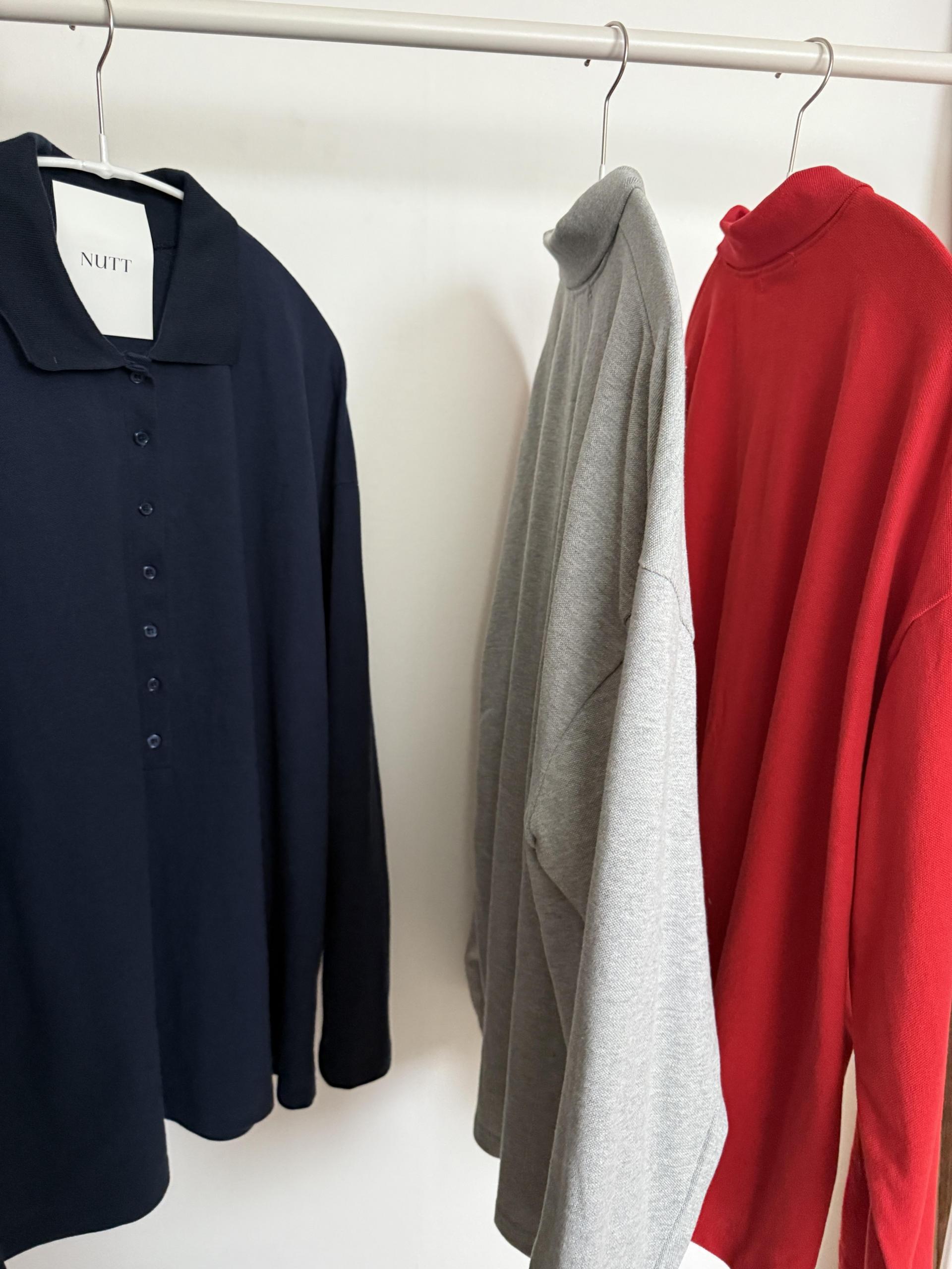 puffin button PK top (grey/navy/red)