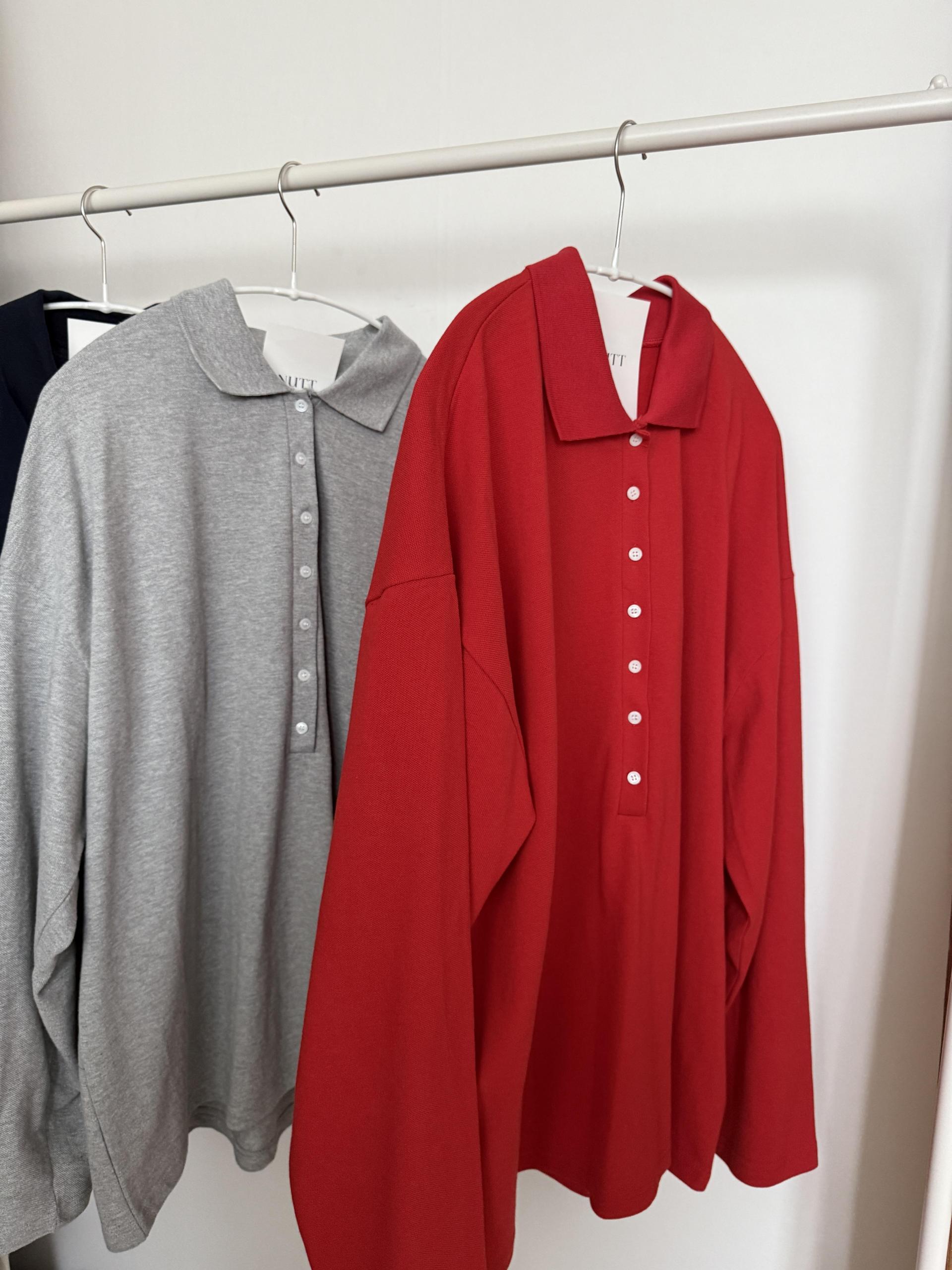 puffin button PK top (grey/navy/red)