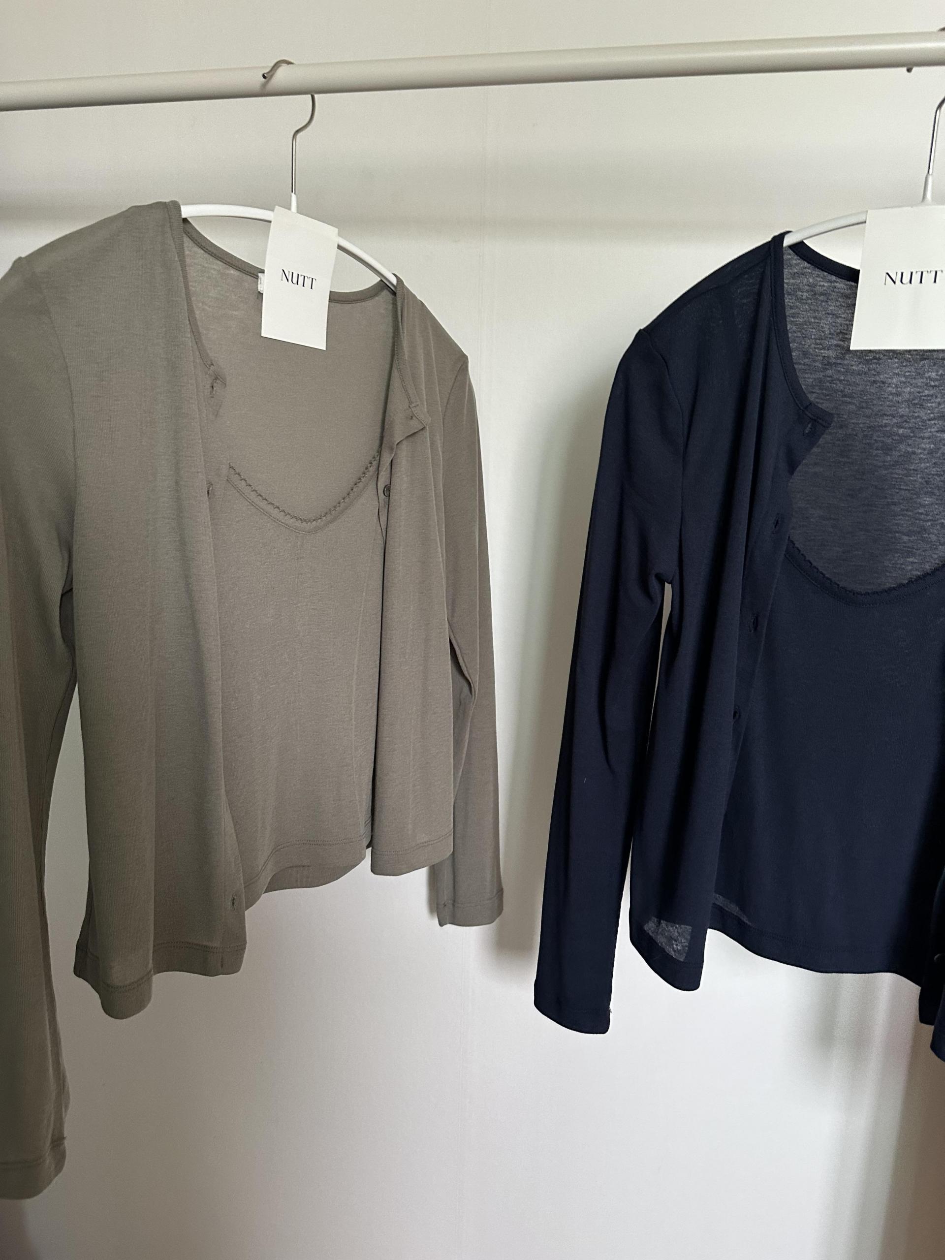 thin cardigan set (navy/khaki)