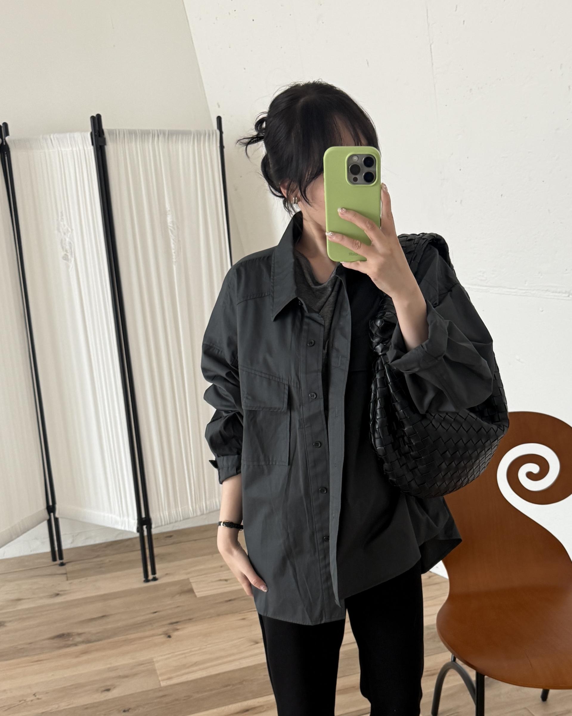 over pocket shirt (mint/charcoal)