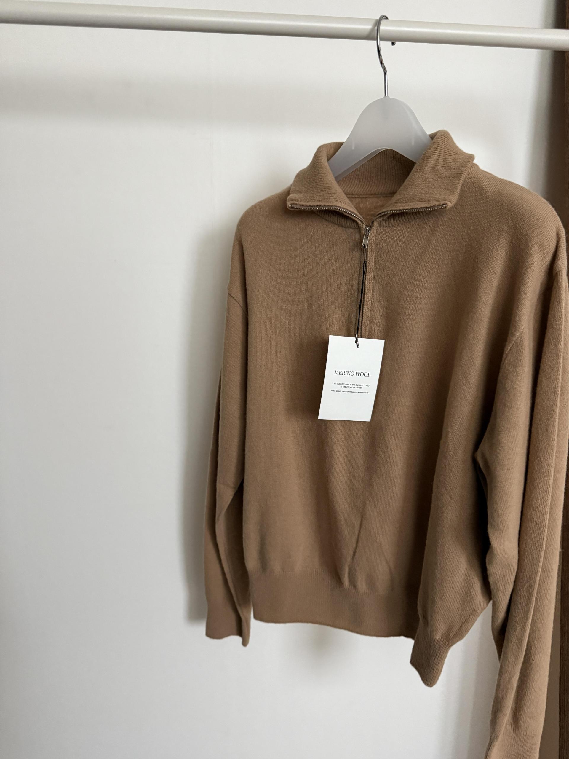 coco knit zip-up (navy/beige/grey)