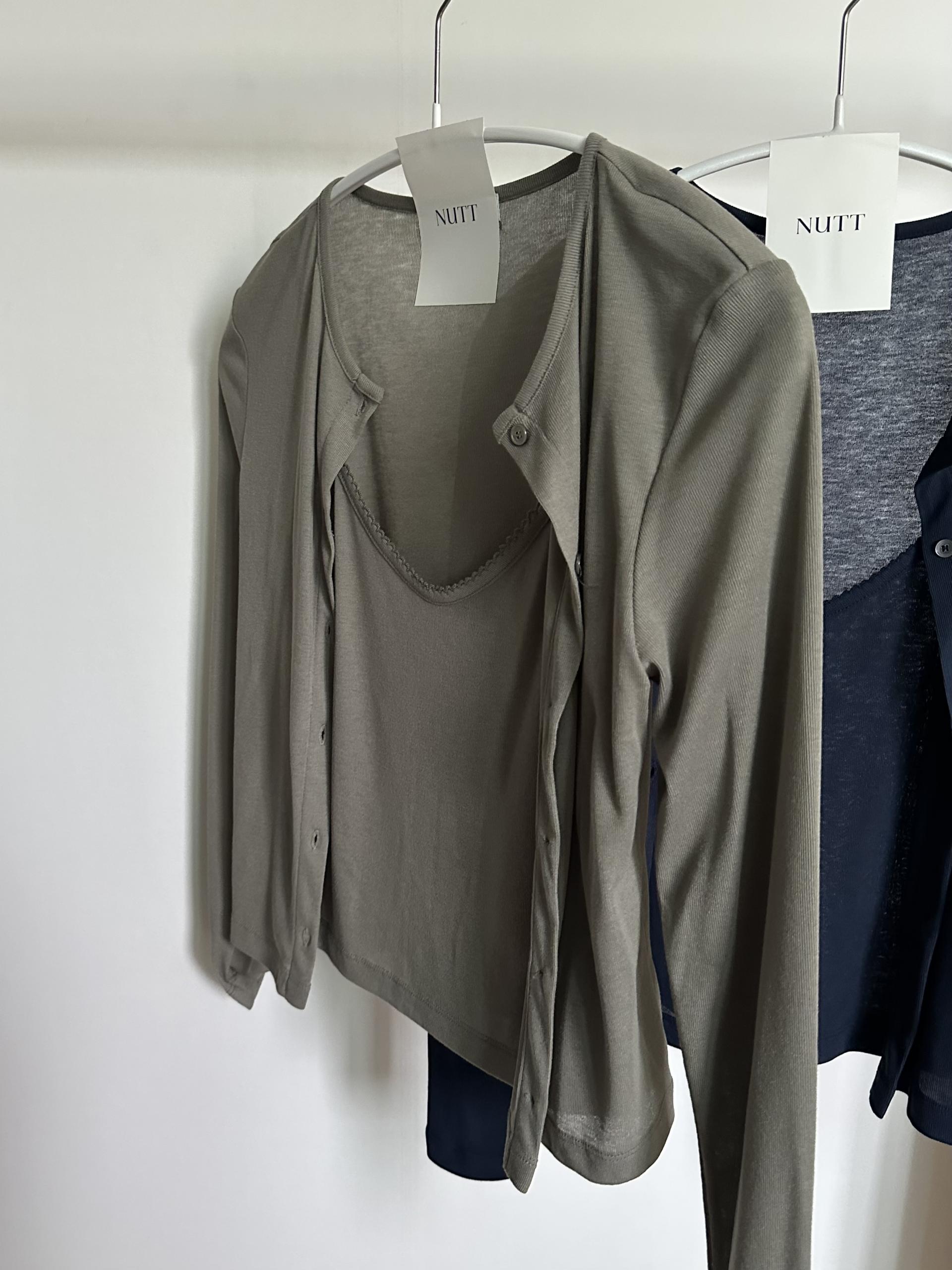 thin cardigan set (navy/khaki)