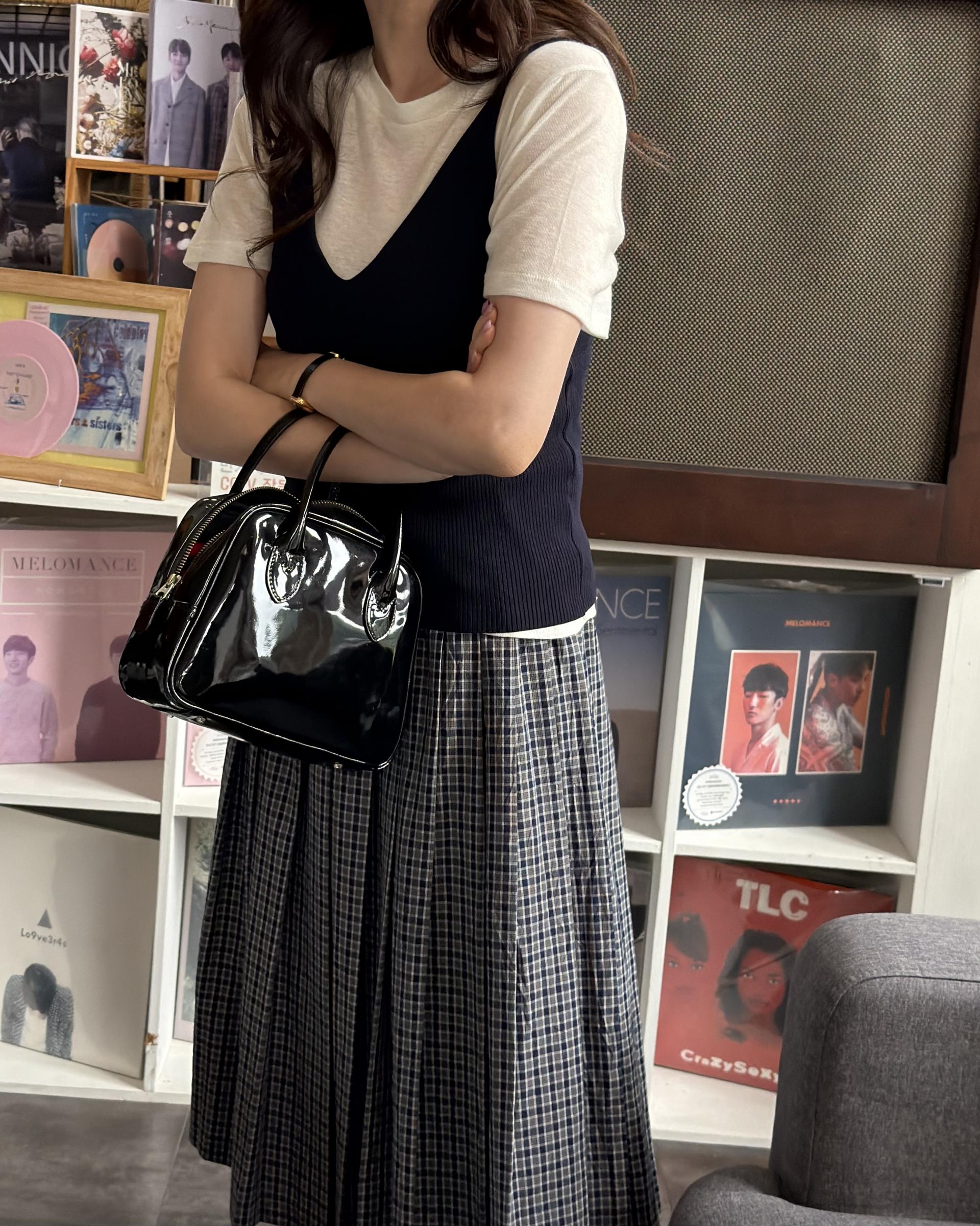 madeleine pleats skirt (check/cream)