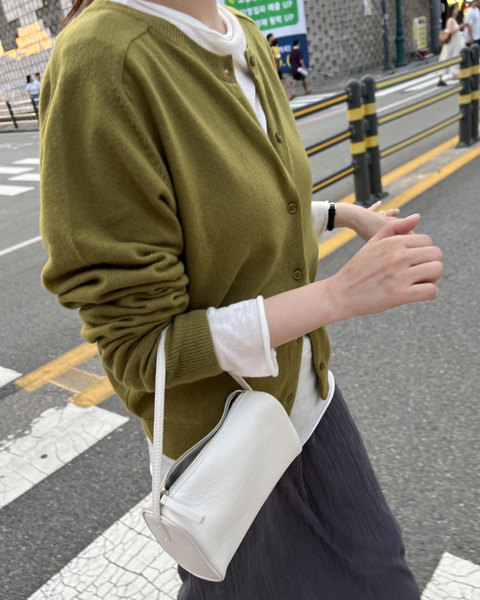 bowl round cardigan (grey/khaki/red)