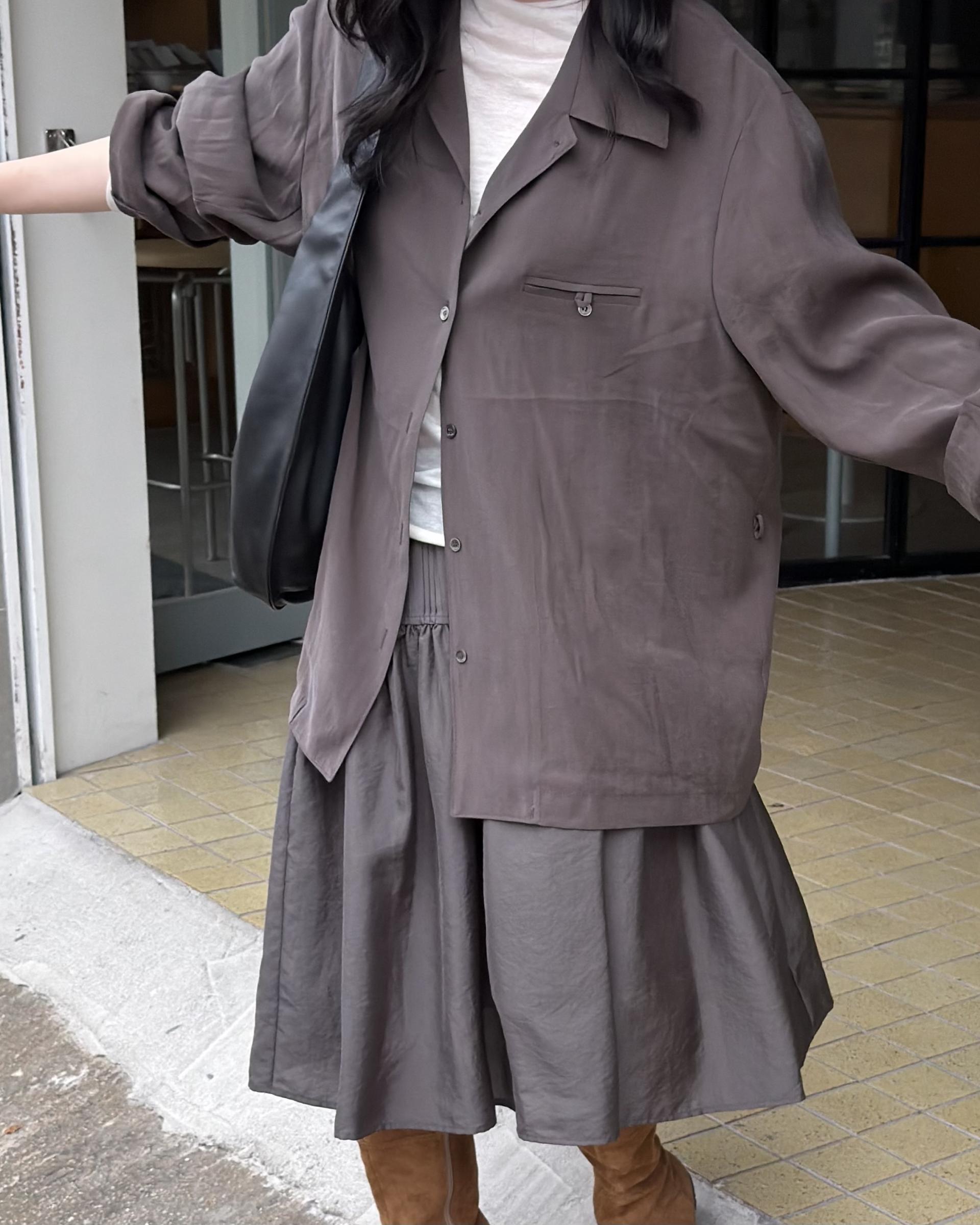 prim button blouse (brown)