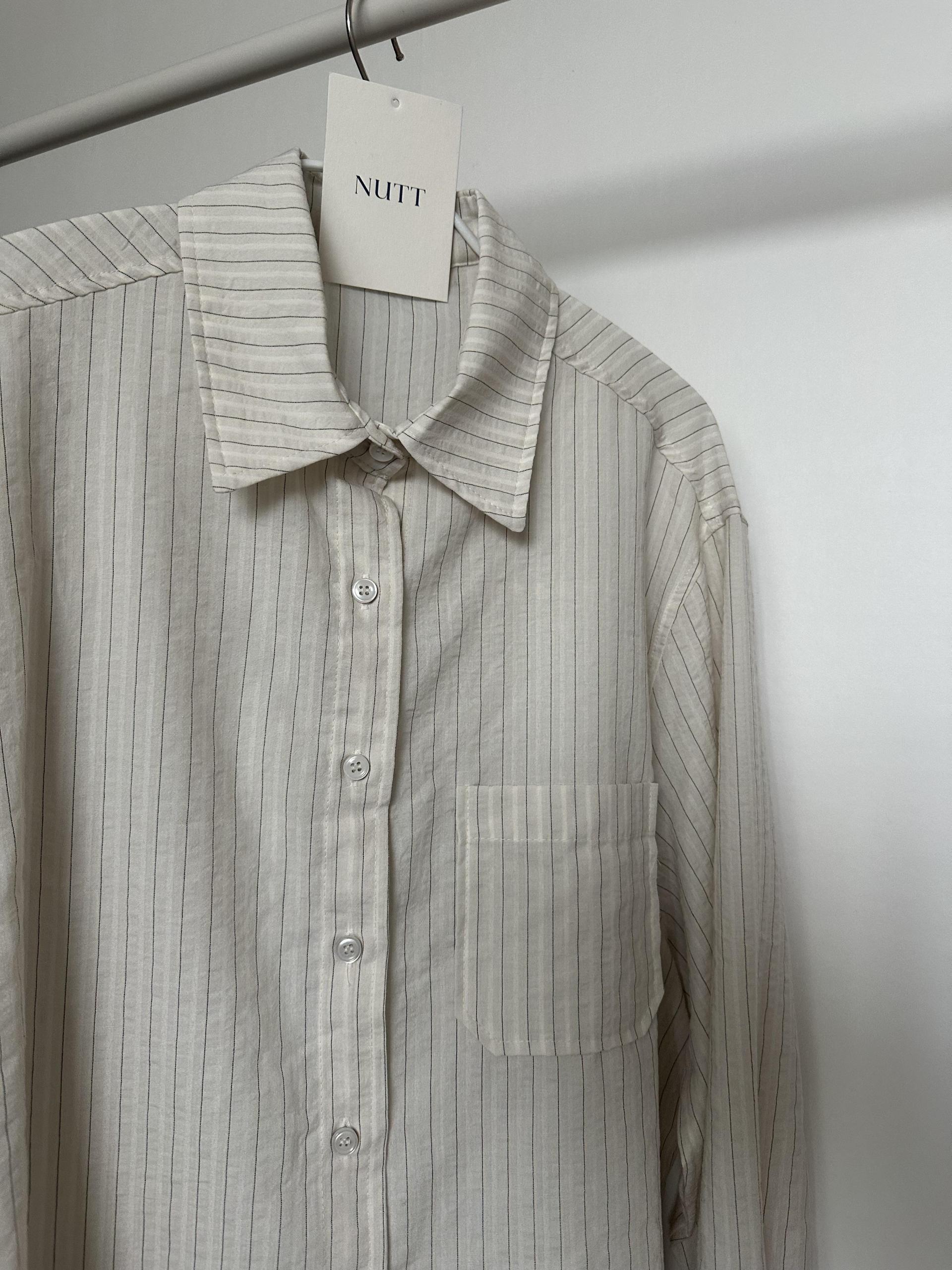tacit stripe shirt (beige/blue)