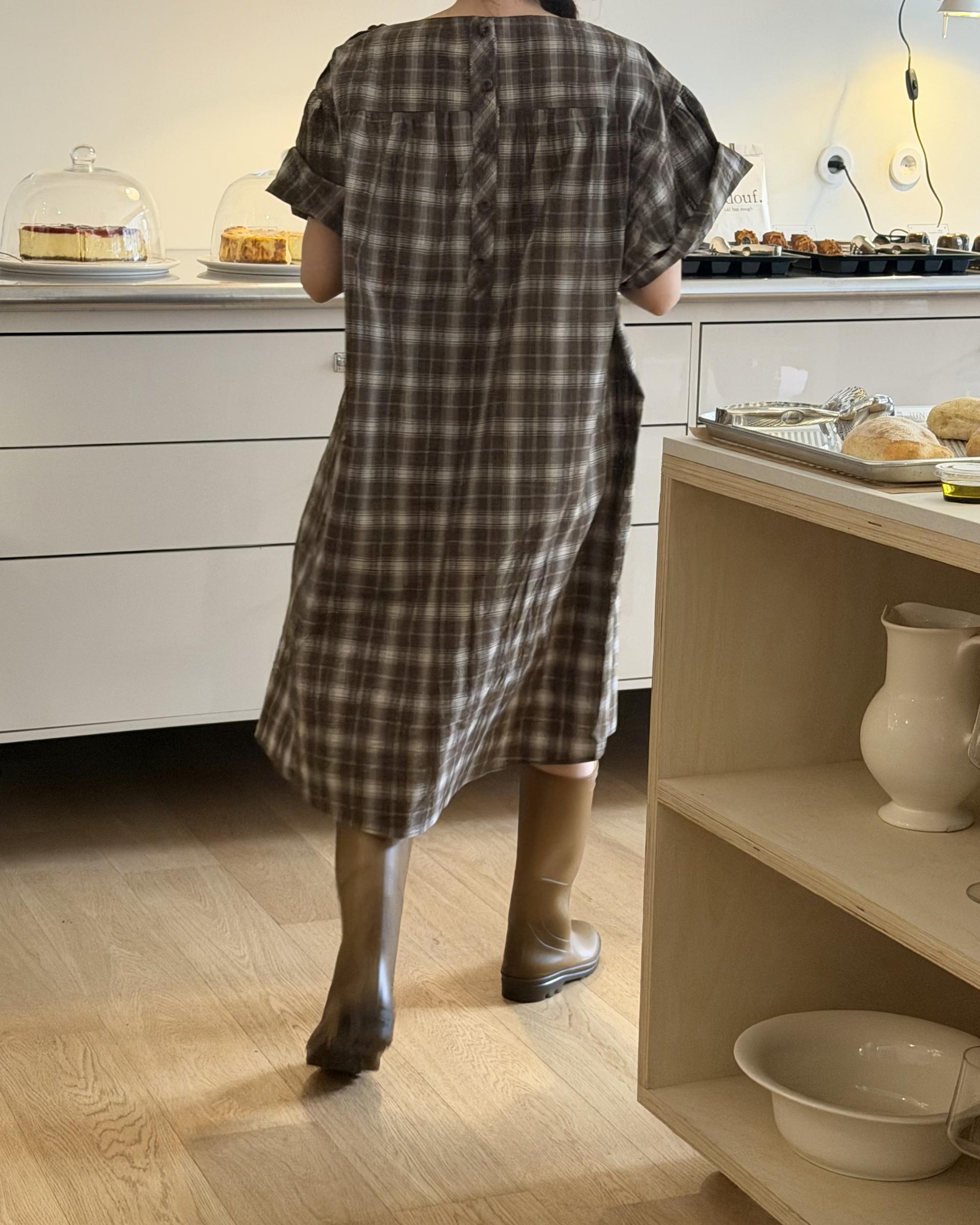 brioche check dress (mocha)