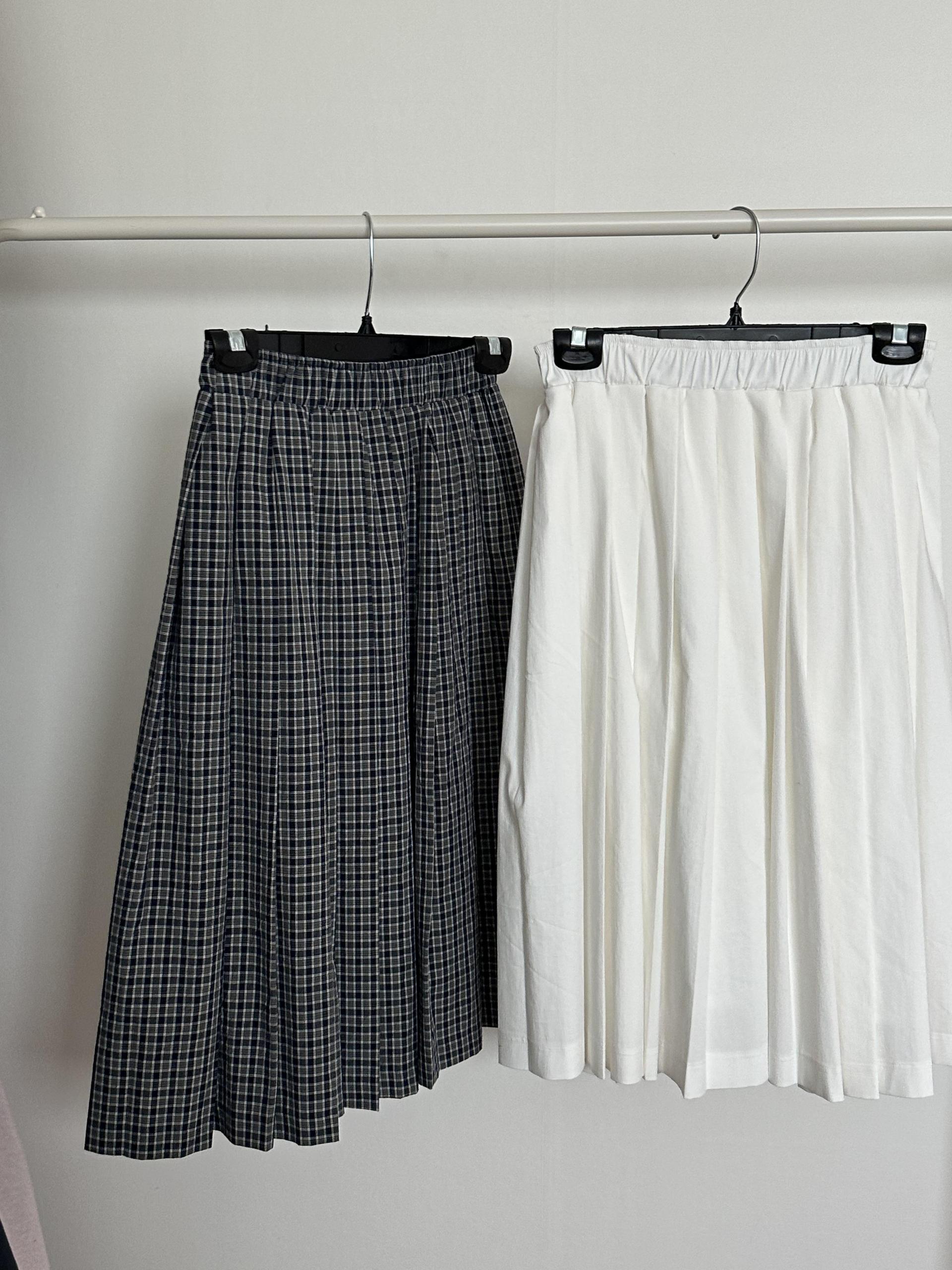 madeleine pleats skirt (check/cream)