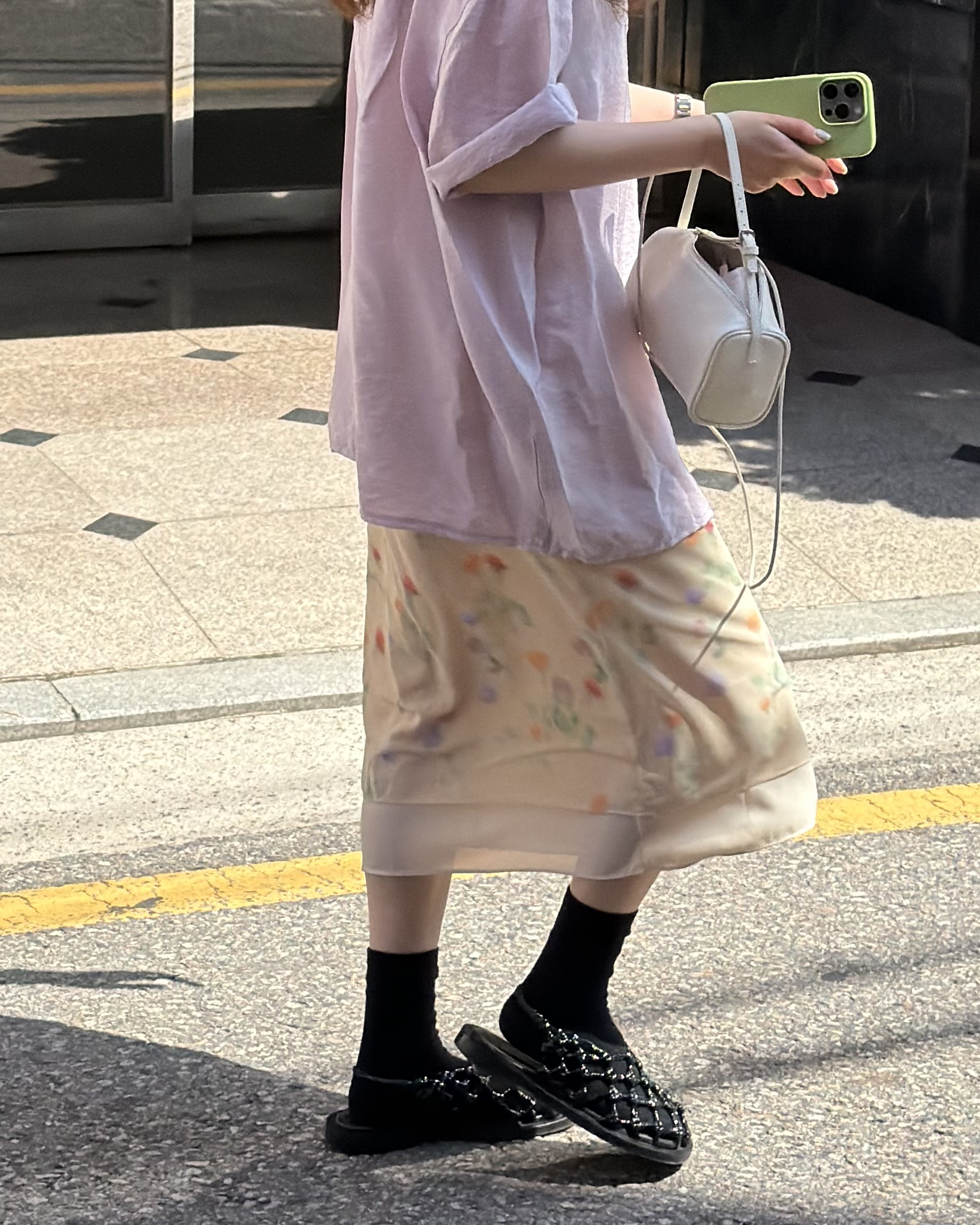 gloss half shirt (cream/lilac)
