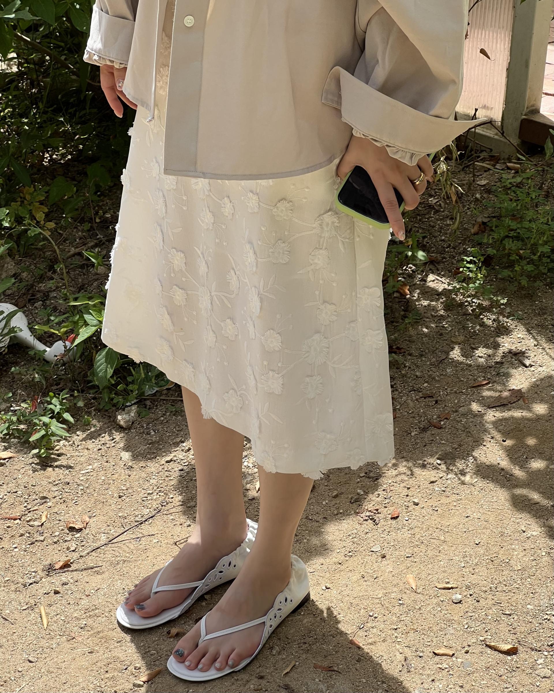 magnet shirring blouse (cream/beige)