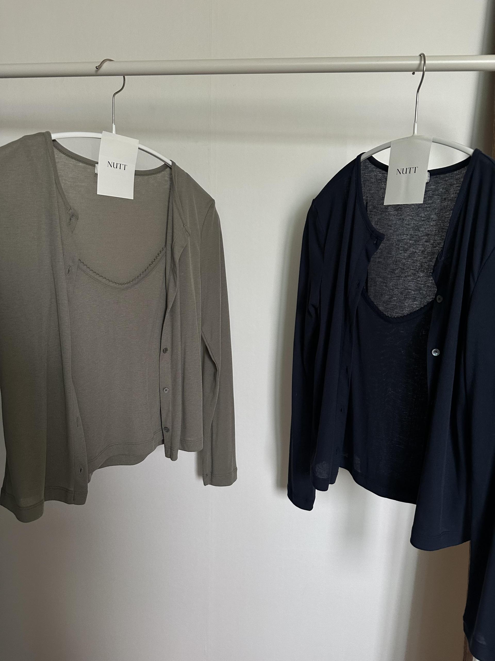 thin cardigan set (navy/khaki)