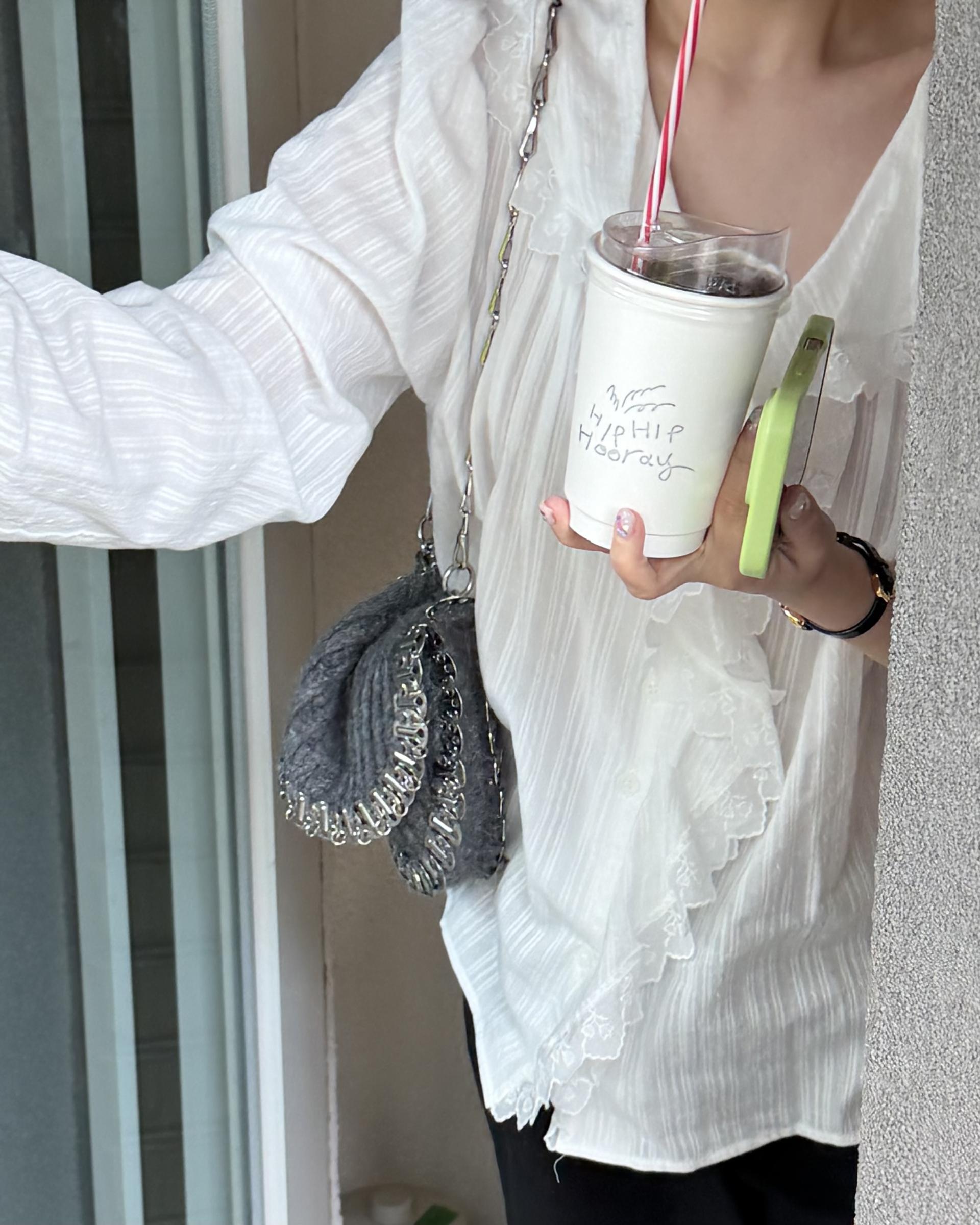 cottage ruffle lace blouse (white/check)