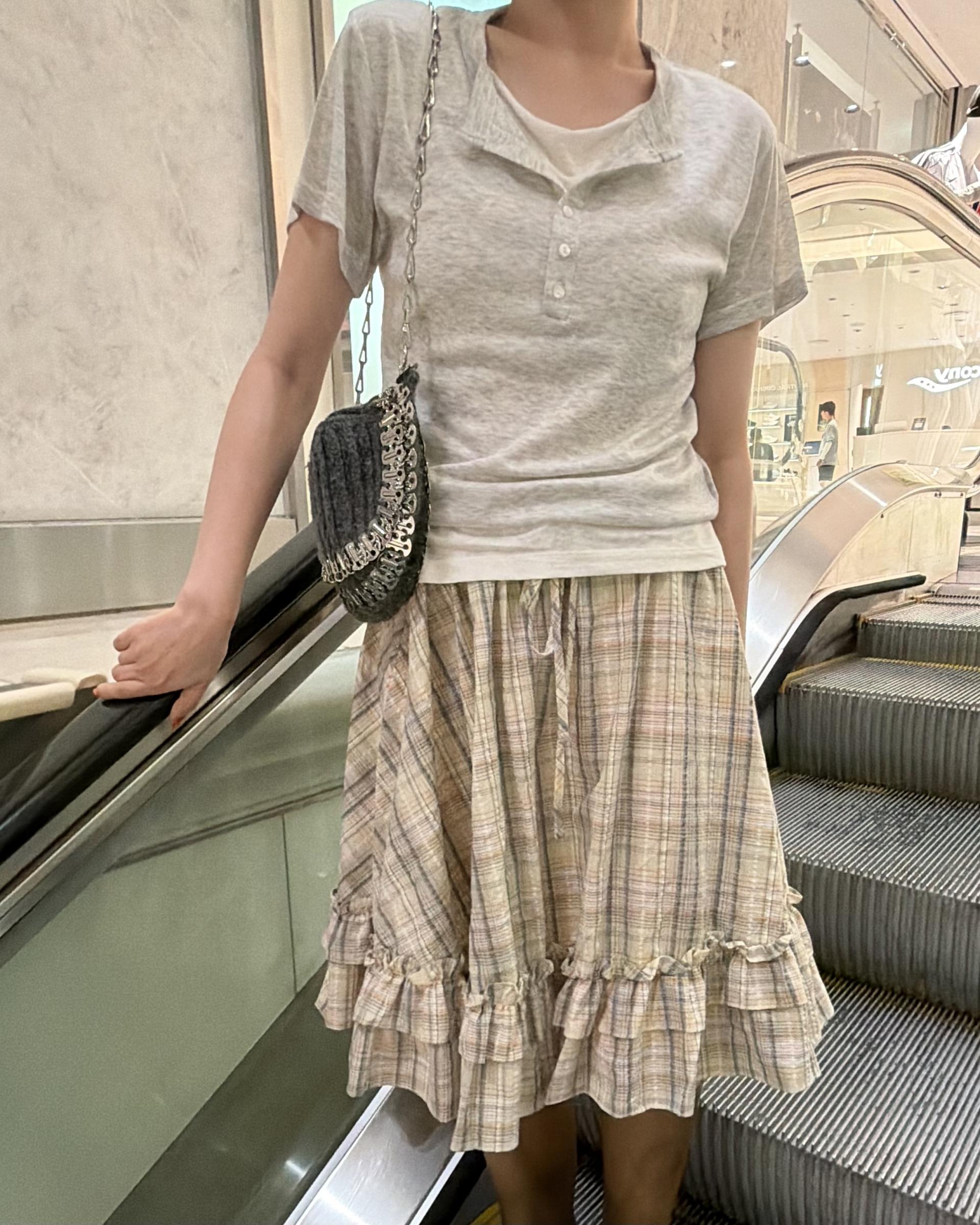 matilda check skirt (right mint/right yellow)