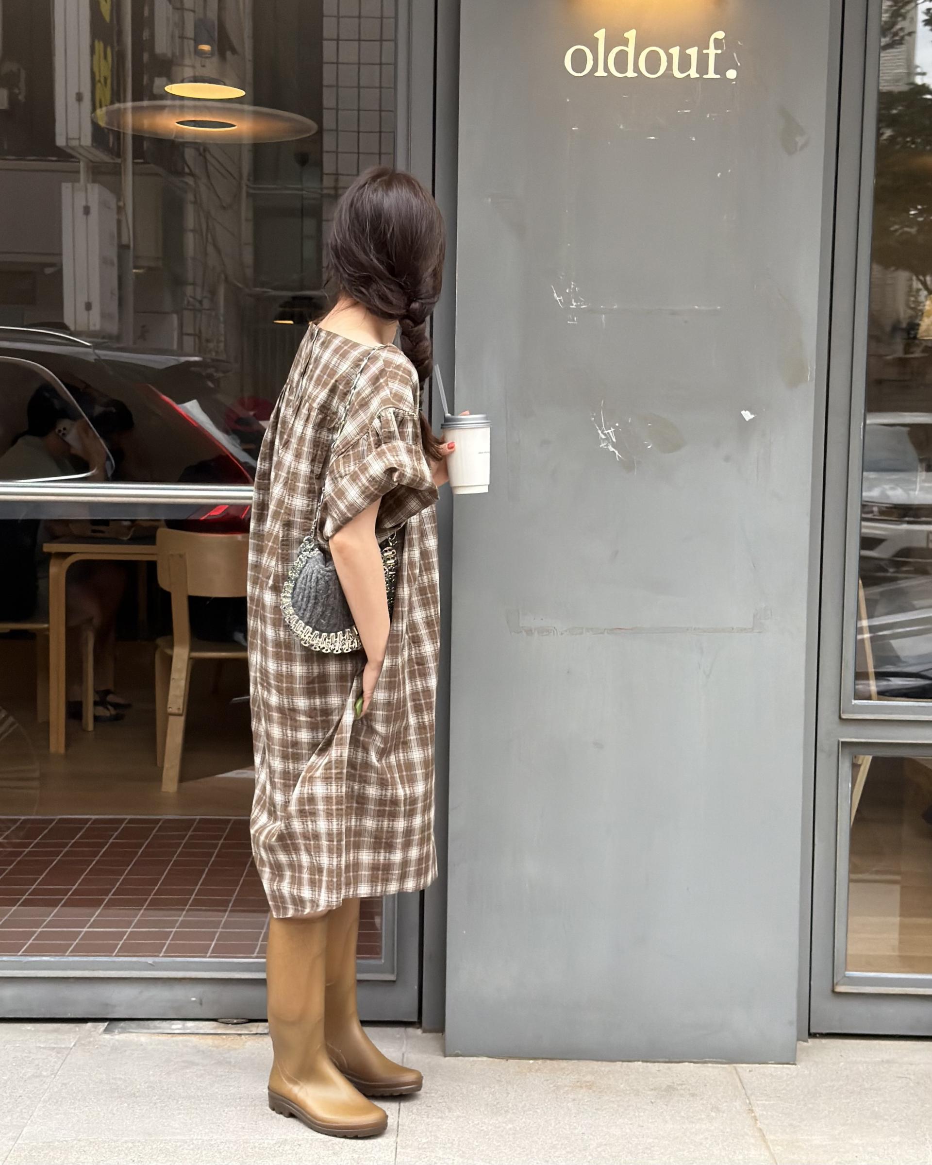brioche check dress (mocha)