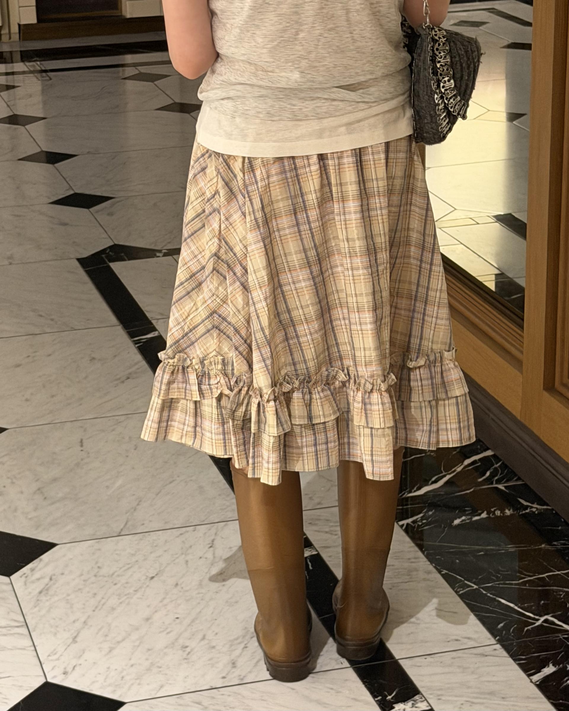 matilda check skirt (right mint/right yellow)