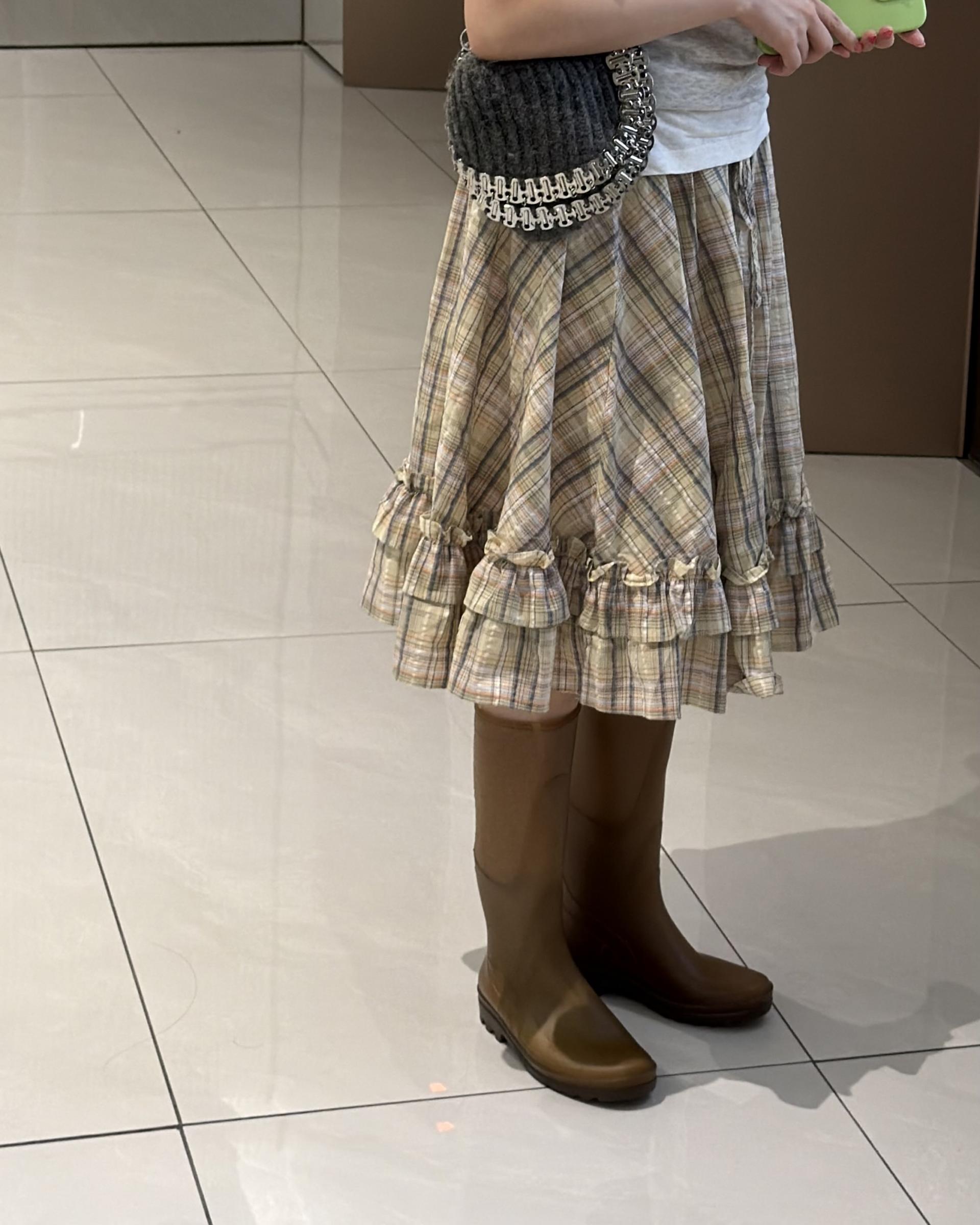 matilda check skirt (right mint/right yellow)