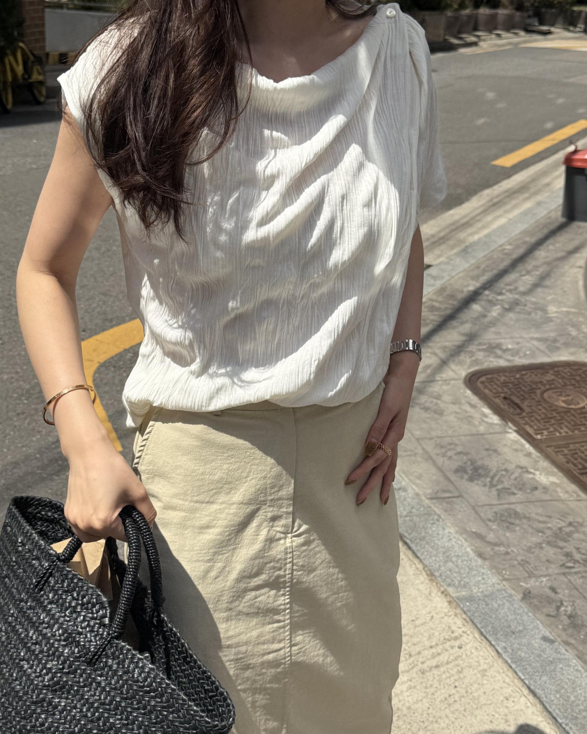 creme cotton skirt (beige/white) 완