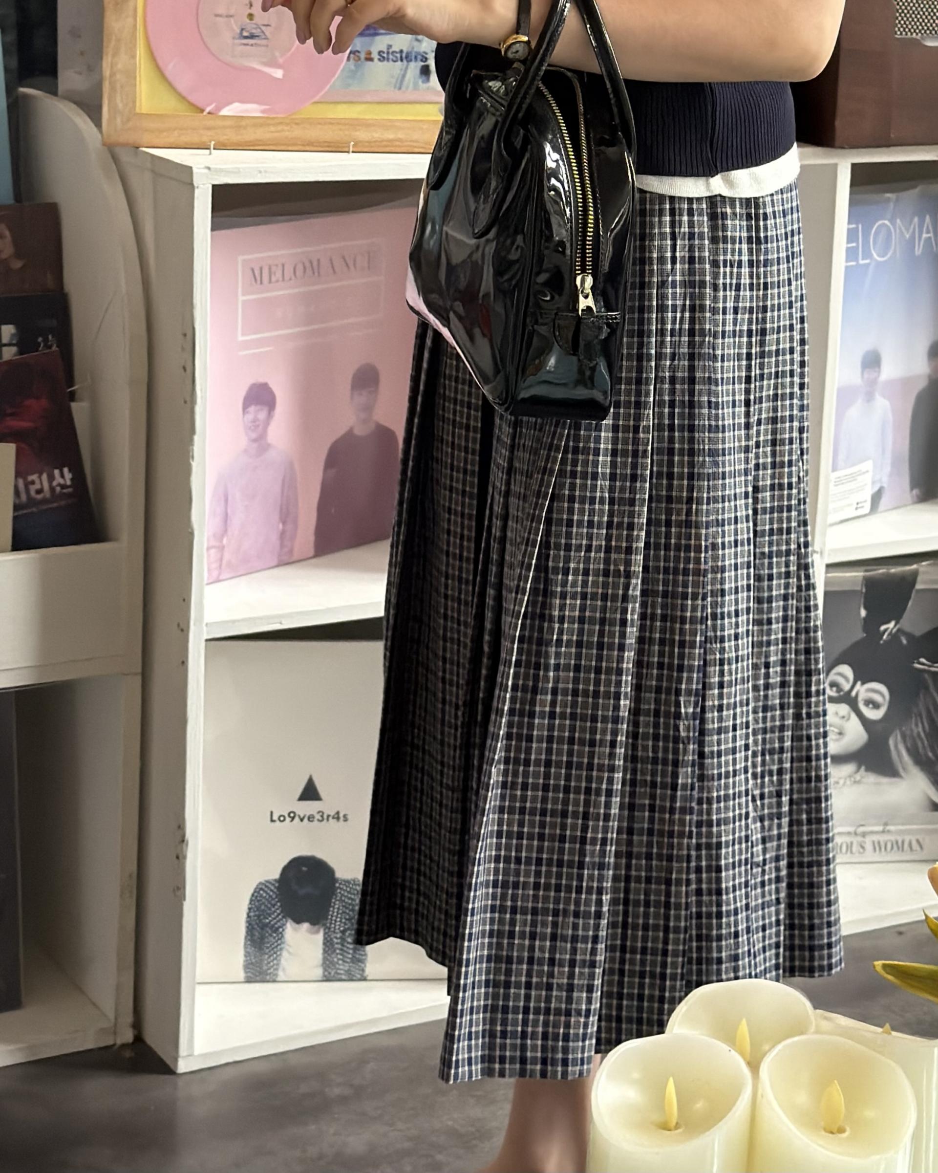madeleine pleats skirt (check/cream)