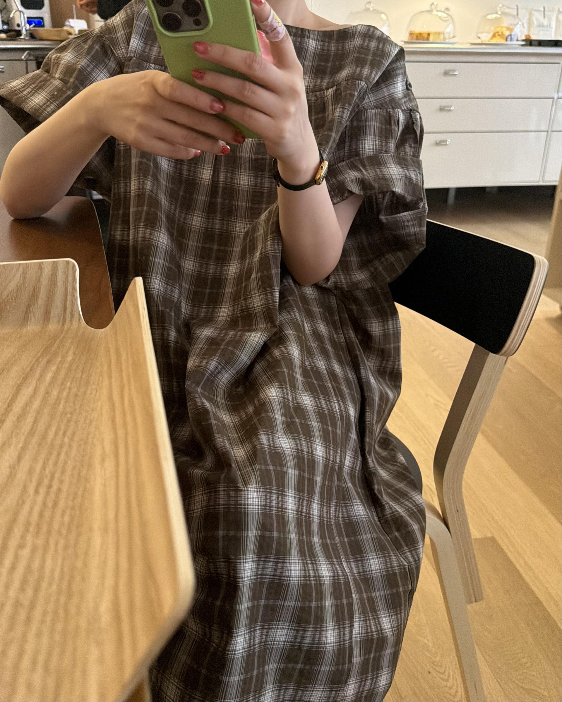 brioche check dress (mocha)