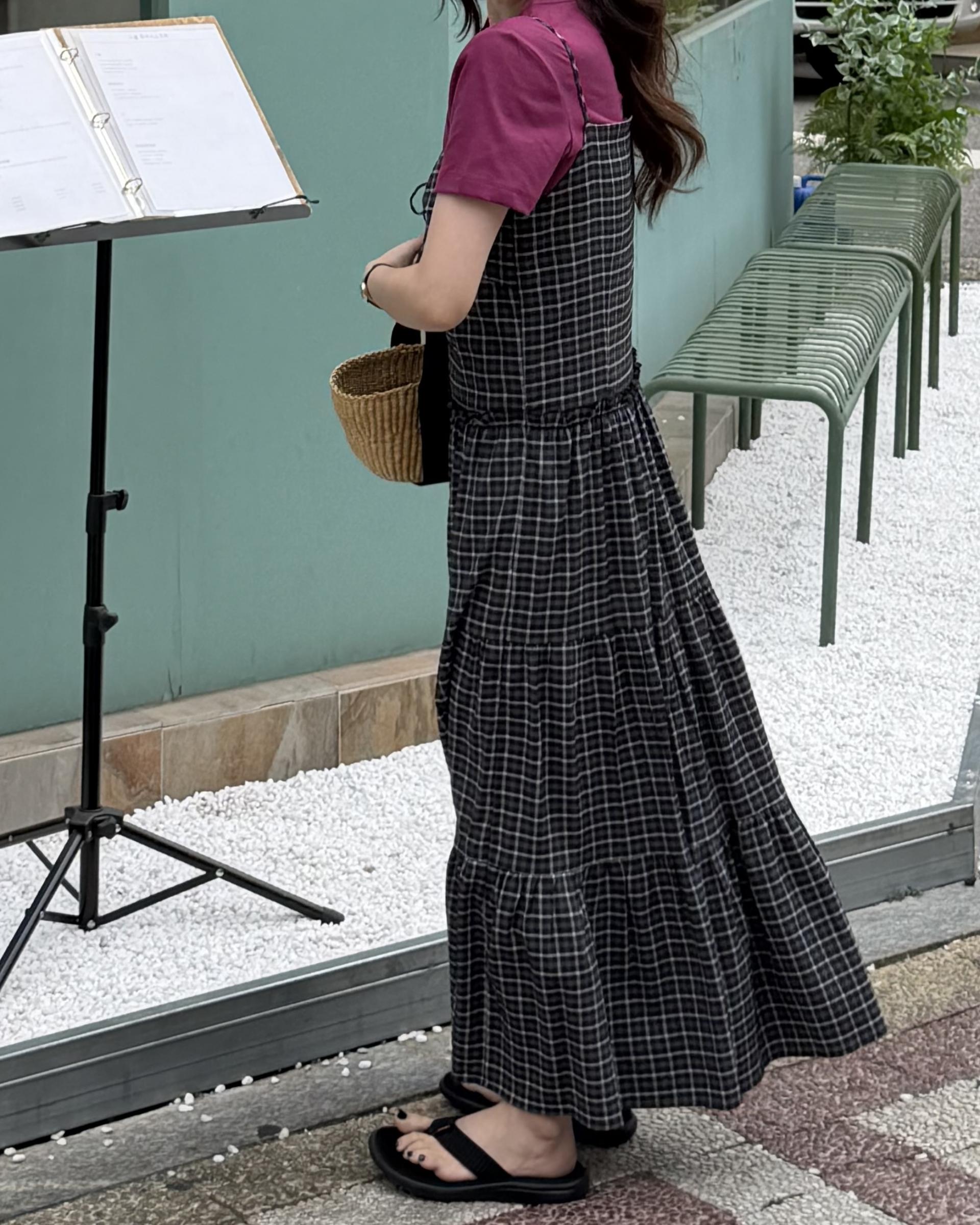 kate check dress (black/blue)