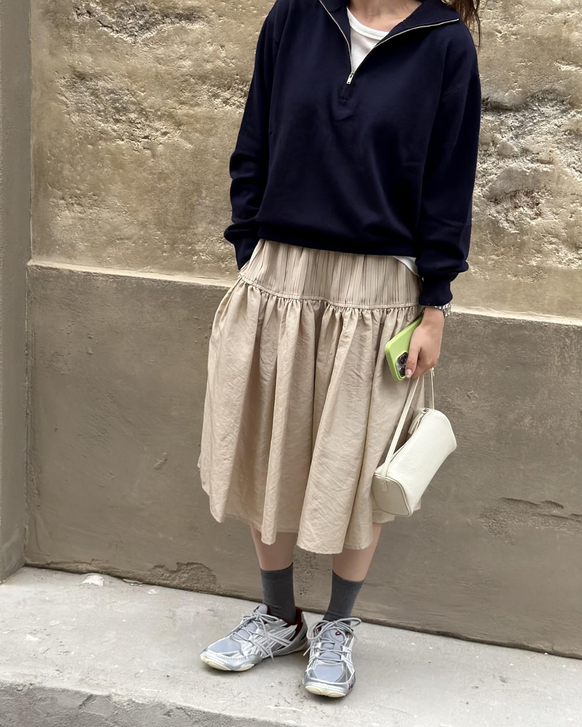 coco knit zip-up (navy/beige/grey)