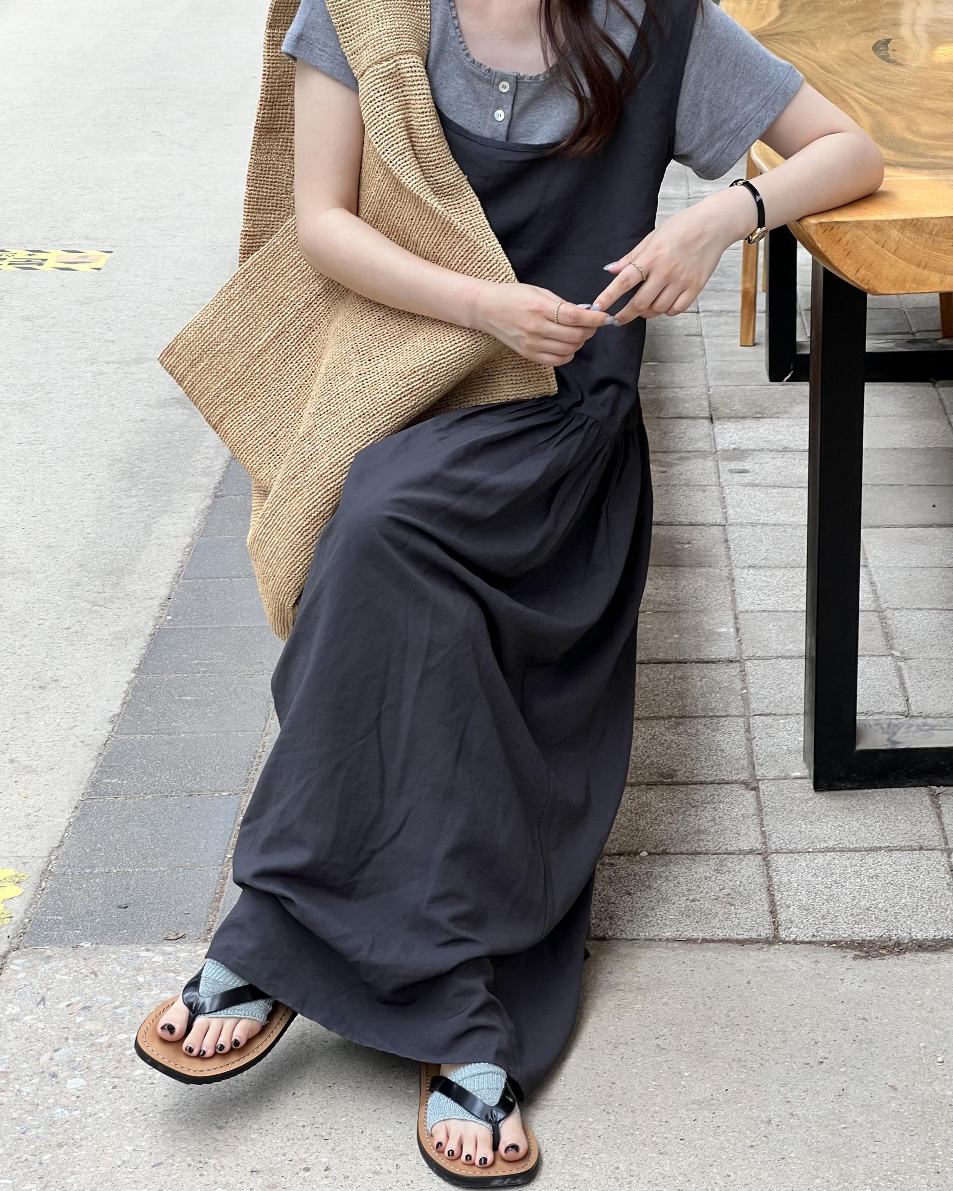 oatmeal dress (charcoal/cream)