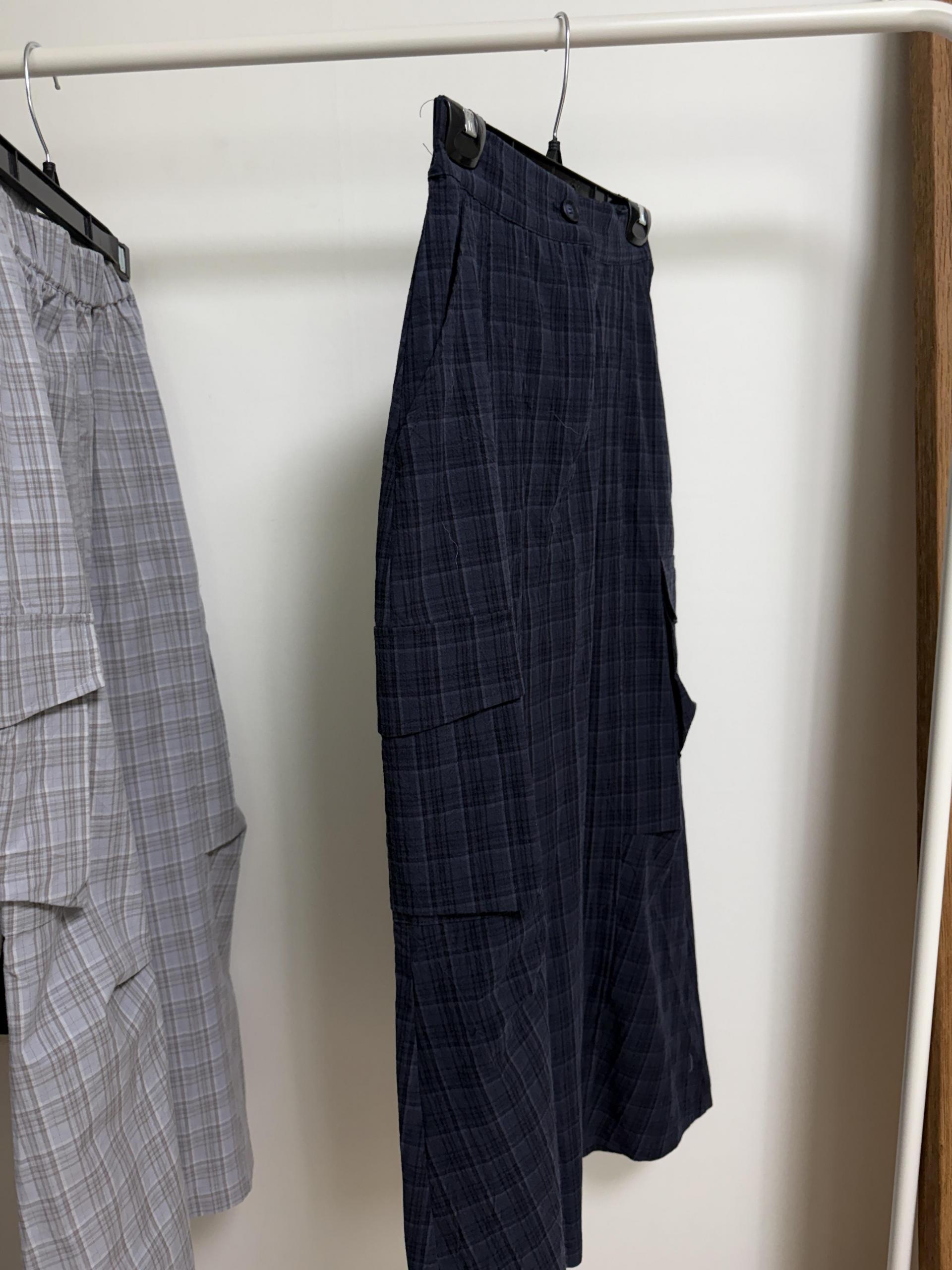 teddy check skirt (grey/navy)