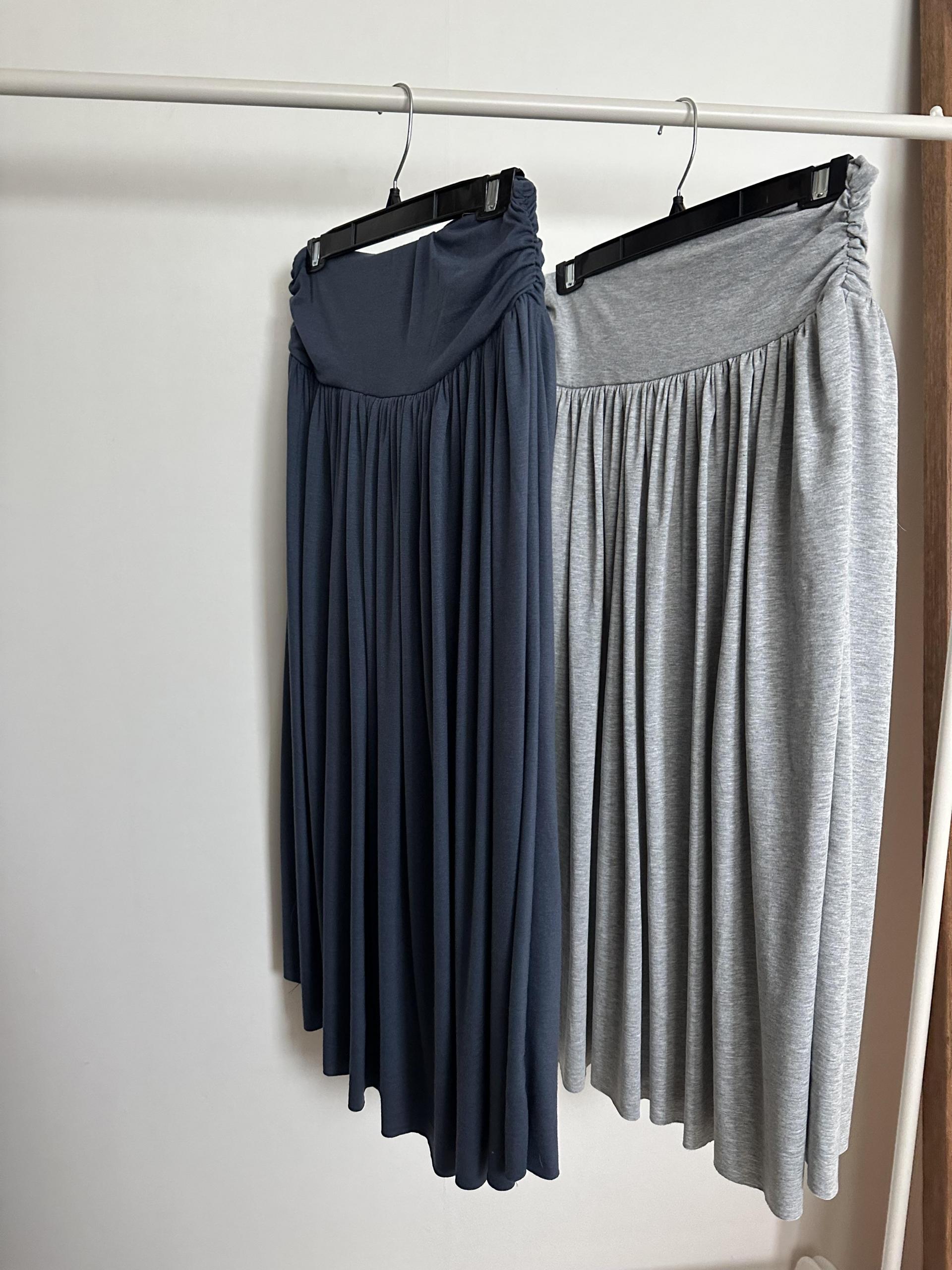 make shirring skirt (navy/grey)