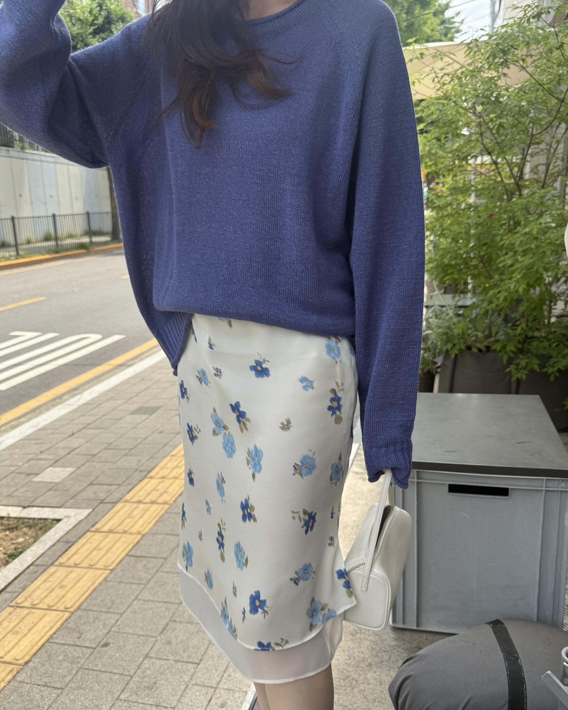 zen flower skirt (cream/mint)