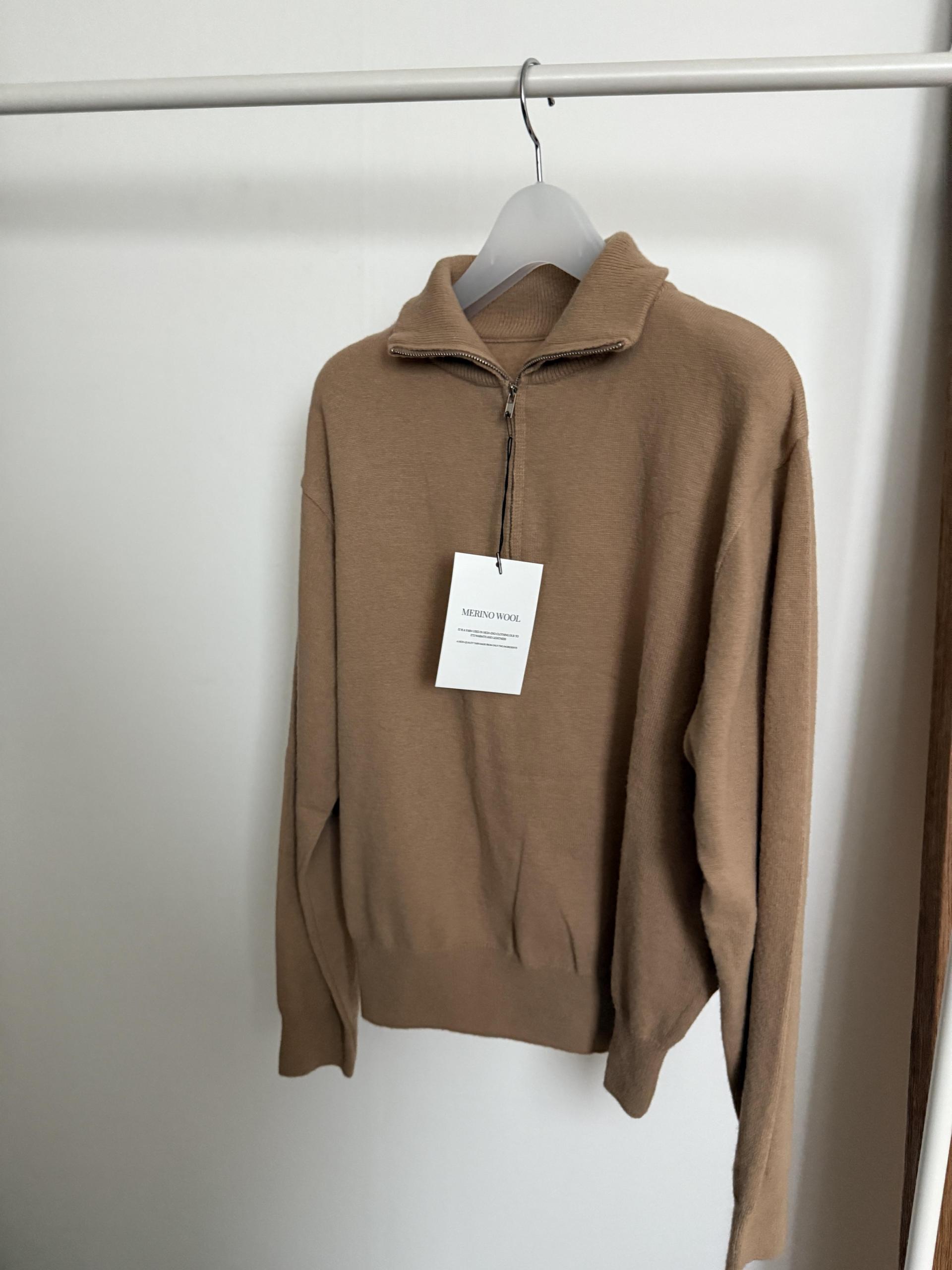 coco knit zip-up (navy/beige/grey)