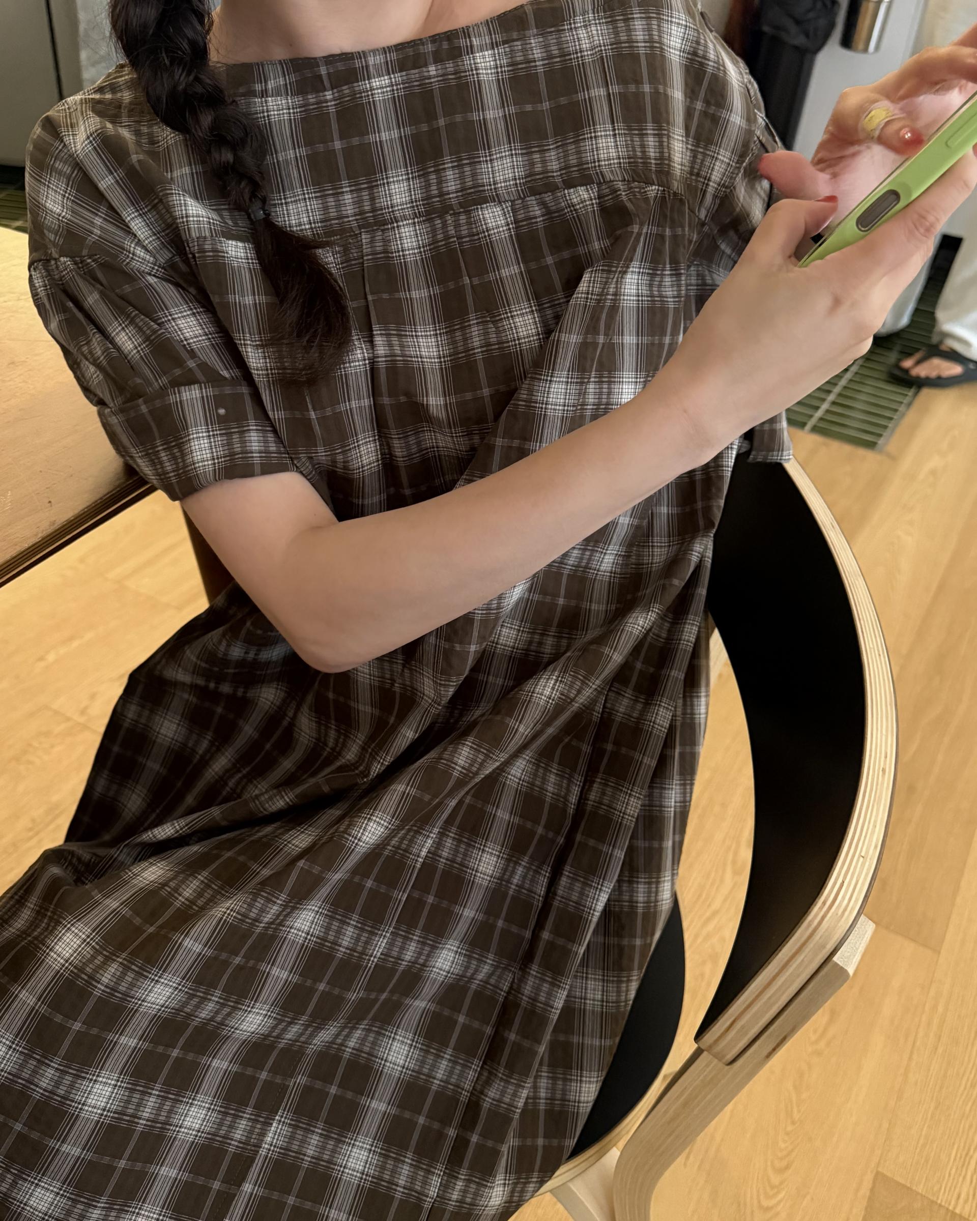 brioche check dress (mocha)